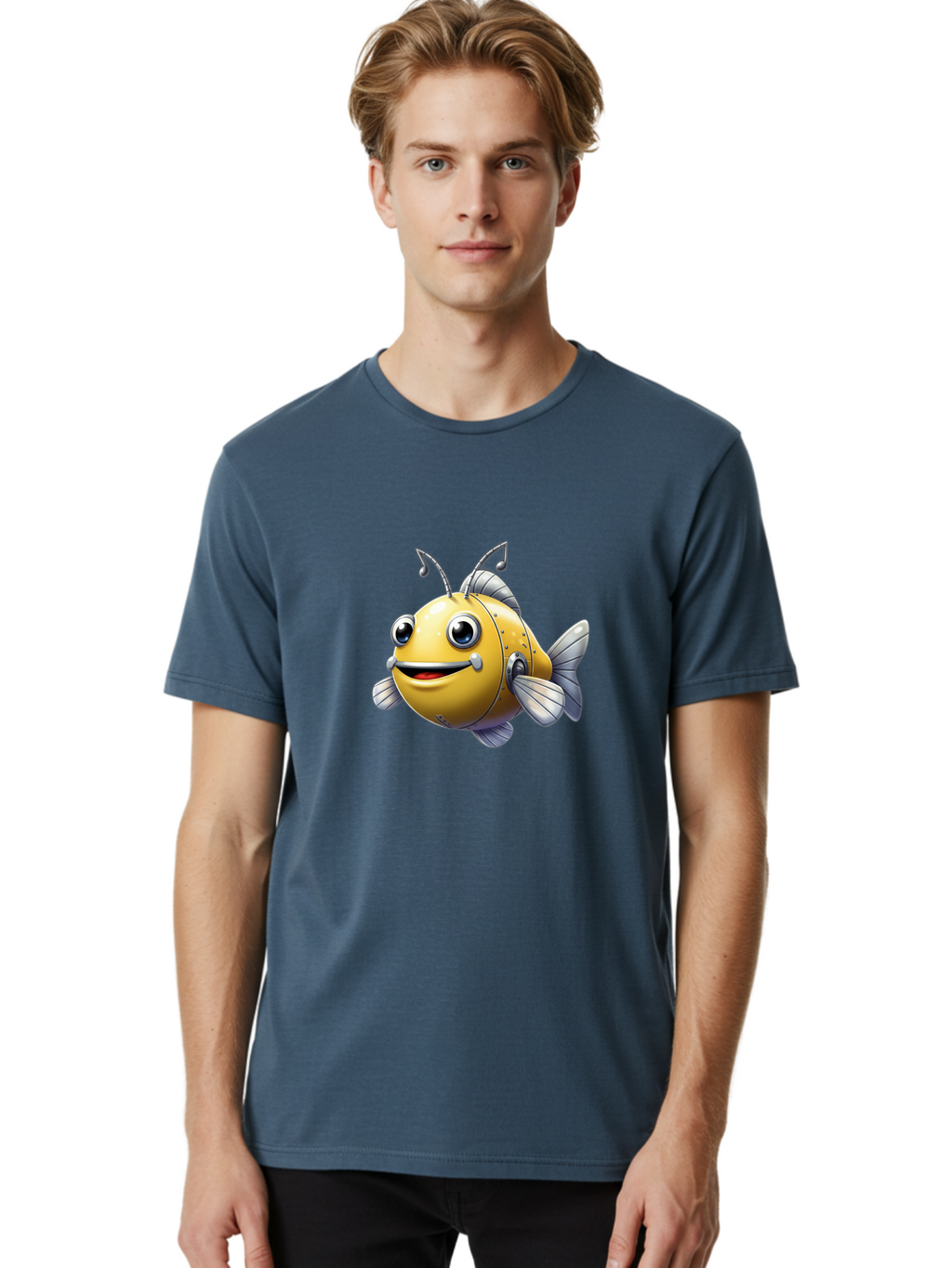 Robot-Fish-5 Men'S Graphic Tee, 100% Cotton, Comfortable Casual Summer Wear, Machine Washable, Vintage Camera, Old Camera, Antique Camera, Black Camera, Classic Photography, Photography Equipment, Nostalgic Device, Film Camera, Camera Art Baf473