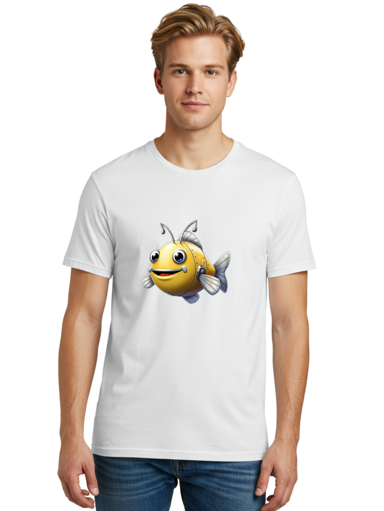 Robot-Fish-5 Men'S Graphic Tee, 100% Cotton, Comfortable Casual Summer Wear, Machine Washable, Vintage Camera, Old Camera, Antique Camera, Black Camera, Classic Photography, Photography Equipment, Nostalgic Device, Film Camera, Camera Art Baf473