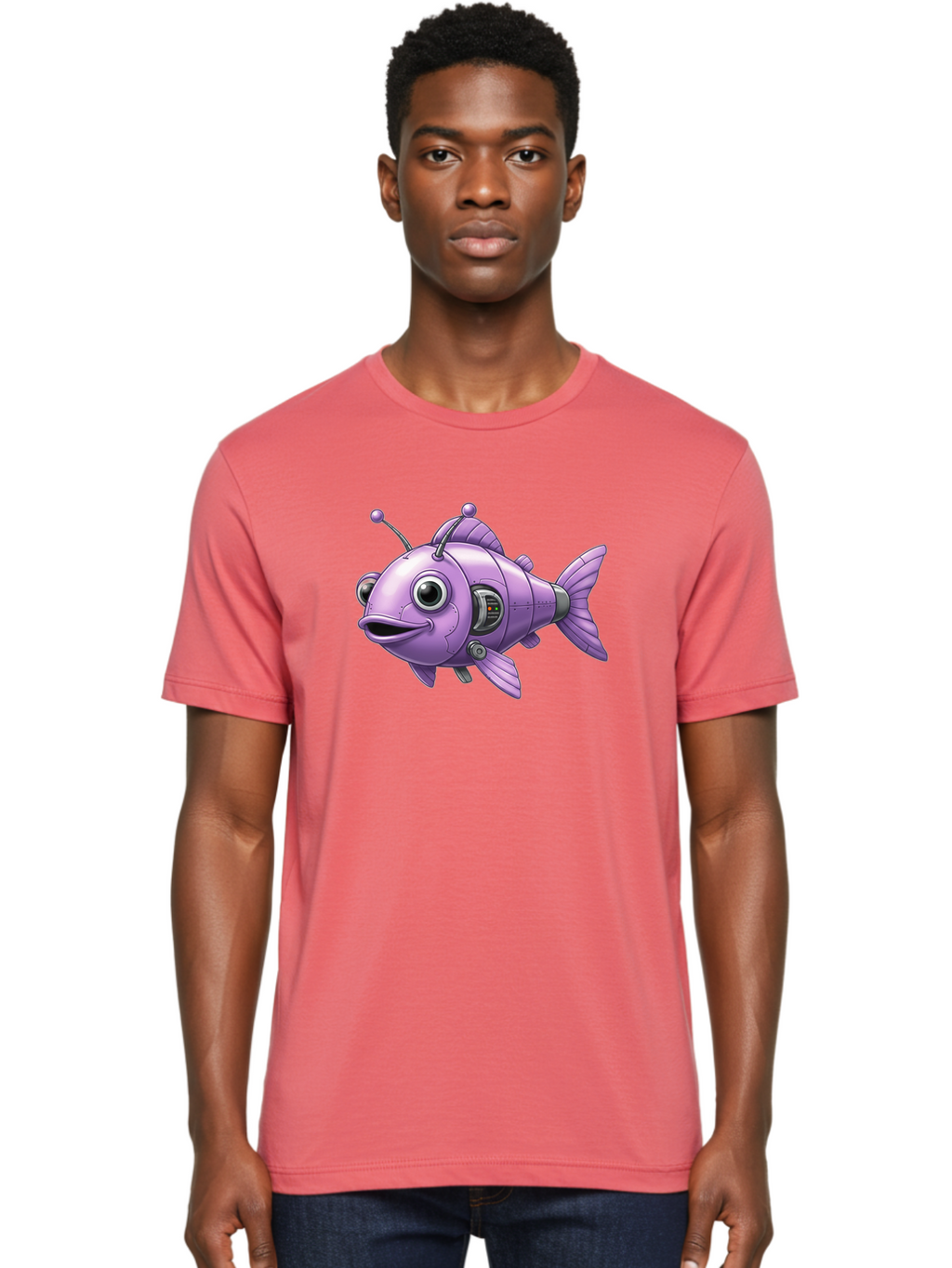 Robot-Fish-6 Men'S Graphic Tee, 100% Cotton, Comfortable Casual Summer Wear, Machine Washable, Vintage Camera, Old Camera, Antique Camera, Black Camera, Classic Photography, Photography Equipment, Nostalgic Device, Film Camera, Camera Art Baf474