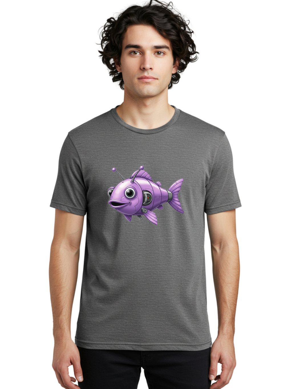 Robot-Fish-6 Men'S Graphic Tee, 100% Cotton, Comfortable Casual Summer Wear, Machine Washable, Vintage Camera, Old Camera, Antique Camera, Black Camera, Classic Photography, Photography Equipment, Nostalgic Device, Film Camera, Camera Art Baf474