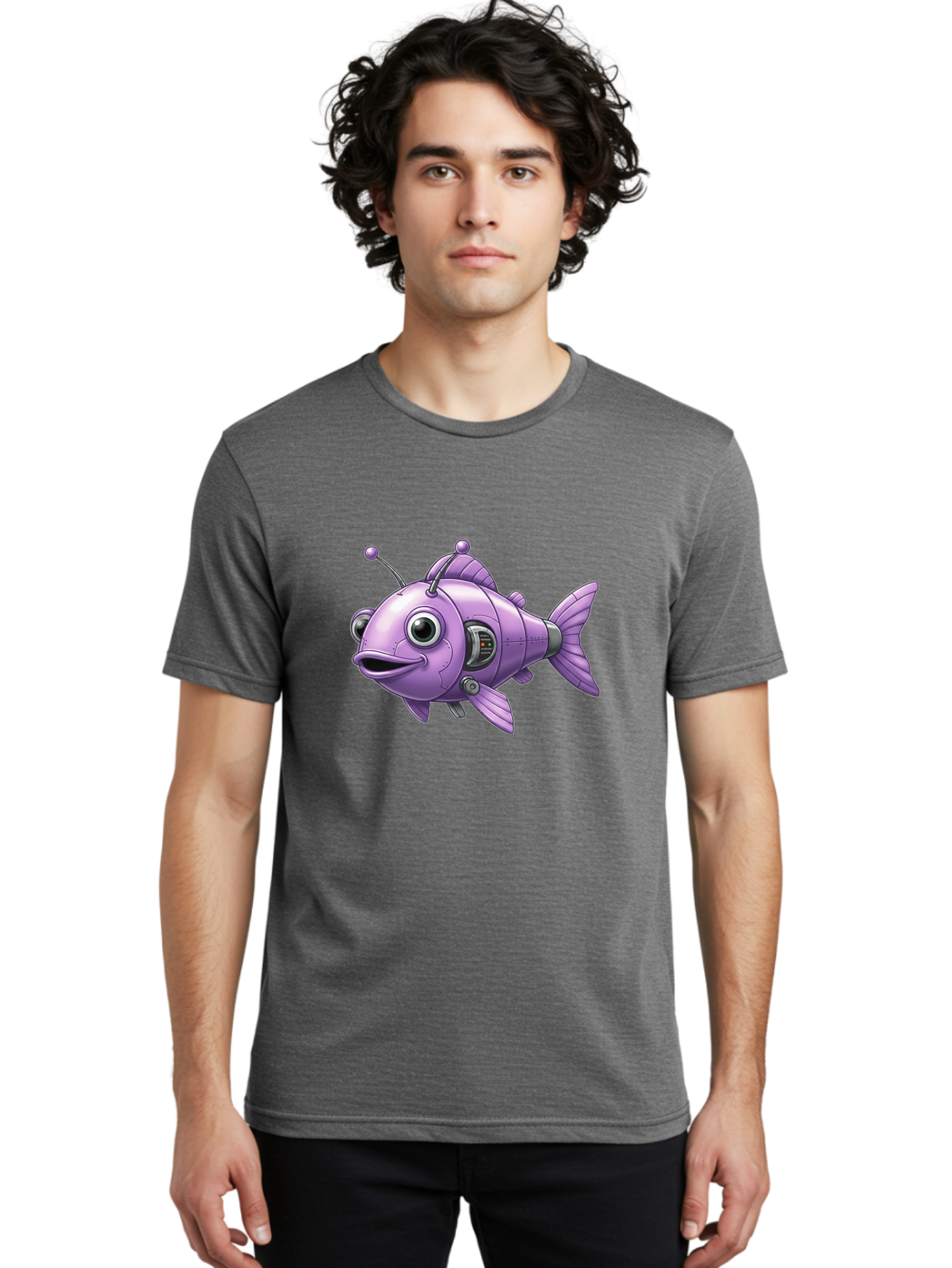 Robot-Fish-6 Men'S Graphic Tee, 100% Cotton, Comfortable Casual Summer Wear, Machine Washable, Vintage Camera, Old Camera, Antique Camera, Black Camera, Classic Photography, Photography Equipment, Nostalgic Device, Film Camera, Camera Art Baf474