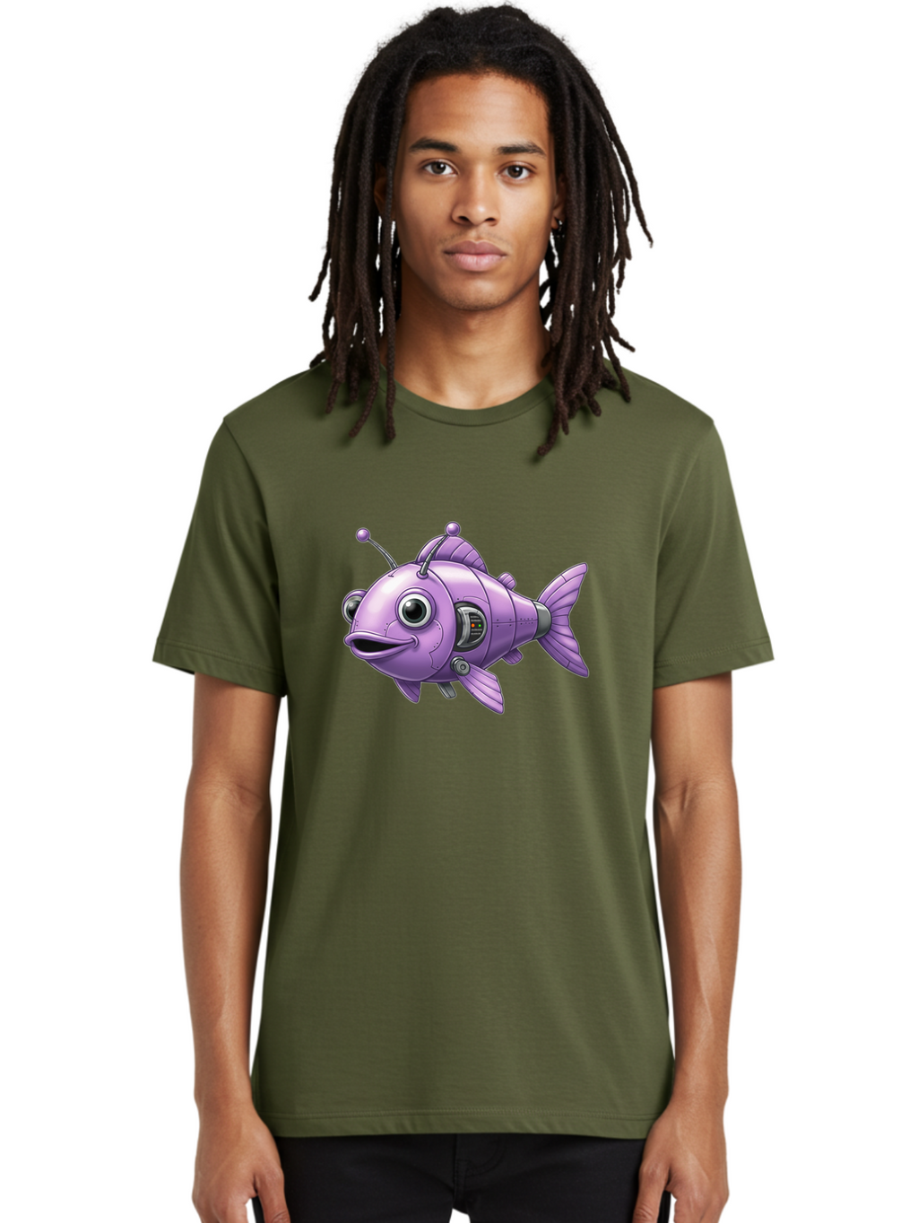 Robot-Fish-6 Men'S Graphic Tee, 100% Cotton, Comfortable Casual Summer Wear, Machine Washable, Vintage Camera, Old Camera, Antique Camera, Black Camera, Classic Photography, Photography Equipment, Nostalgic Device, Film Camera, Camera Art Baf474