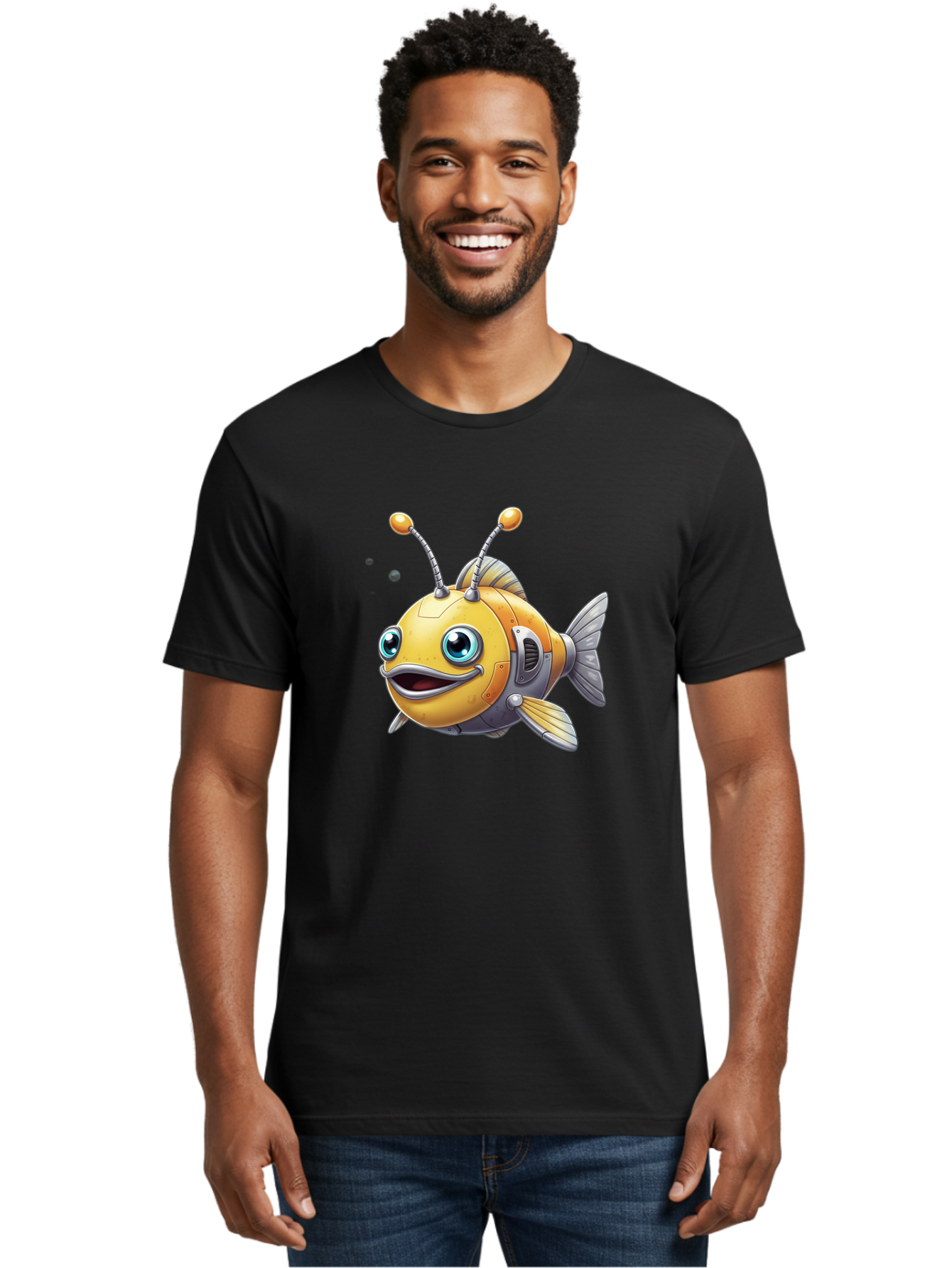 Robot-Fish-7 Men'S Graphic Tee, 100% Cotton, Comfortable Casual Summer Wear, Machine Washable, Vintage Camera, Old Camera, Antique Camera, Black Camera, Classic Photography, Photography Equipment, Nostalgic Device, Film Camera, Camera Art Baf475