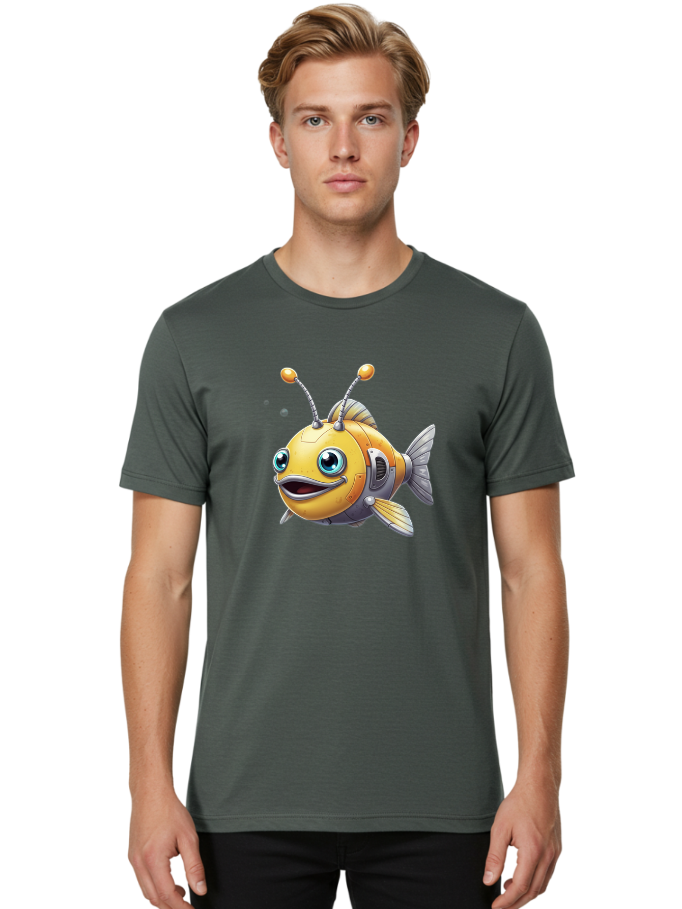 Robot-Fish-7 Men'S Graphic Tee, 100% Cotton, Comfortable Casual Summer Wear, Machine Washable, Vintage Camera, Old Camera, Antique Camera, Black Camera, Classic Photography, Photography Equipment, Nostalgic Device, Film Camera, Camera Art Baf475