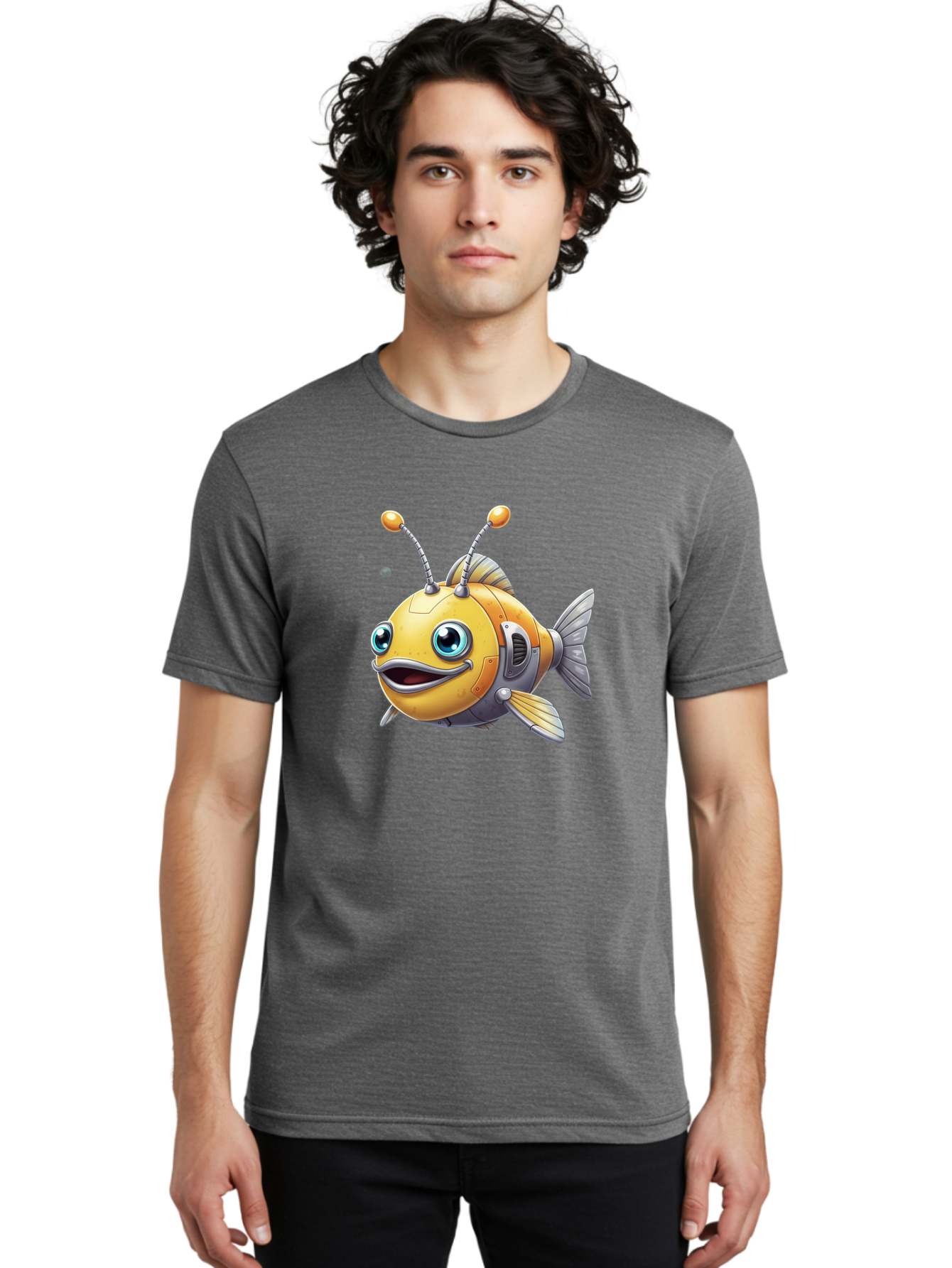 Robot-Fish-7 Men'S Graphic Tee, 100% Cotton, Comfortable Casual Summer Wear, Machine Washable, Vintage Camera, Old Camera, Antique Camera, Black Camera, Classic Photography, Photography Equipment, Nostalgic Device, Film Camera, Camera Art Baf475