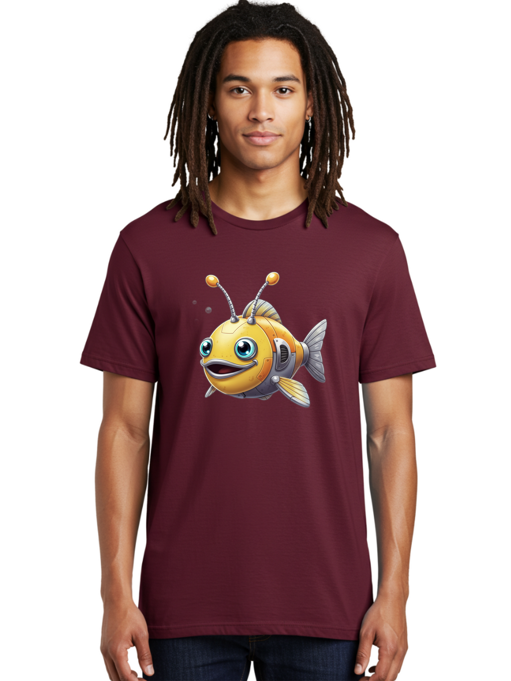 Robot-Fish-7 Men'S Graphic Tee, 100% Cotton, Comfortable Casual Summer Wear, Machine Washable, Vintage Camera, Old Camera, Antique Camera, Black Camera, Classic Photography, Photography Equipment, Nostalgic Device, Film Camera, Camera Art Baf475