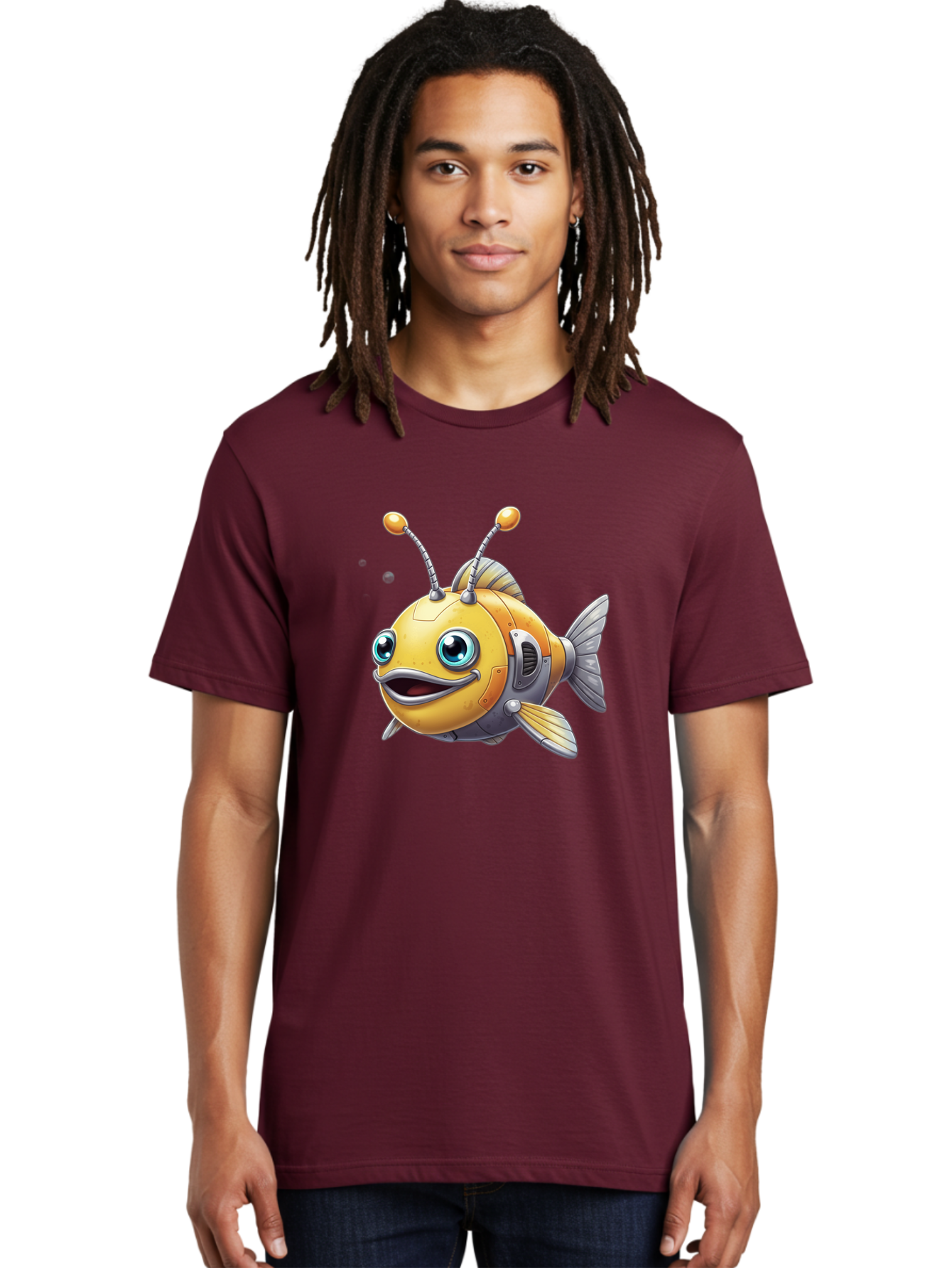 Robot-Fish-7 Men'S Graphic Tee, 100% Cotton, Comfortable Casual Summer Wear, Machine Washable, Vintage Camera, Old Camera, Antique Camera, Black Camera, Classic Photography, Photography Equipment, Nostalgic Device, Film Camera, Camera Art Baf475