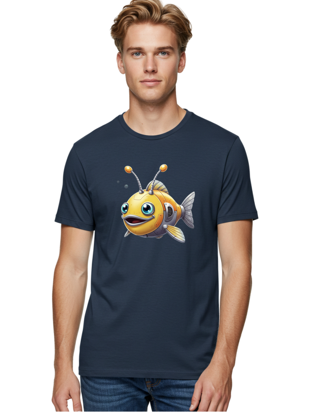 Robot-Fish-7 Men'S Graphic Tee, 100% Cotton, Comfortable Casual Summer Wear, Machine Washable, Vintage Camera, Old Camera, Antique Camera, Black Camera, Classic Photography, Photography Equipment, Nostalgic Device, Film Camera, Camera Art Baf475