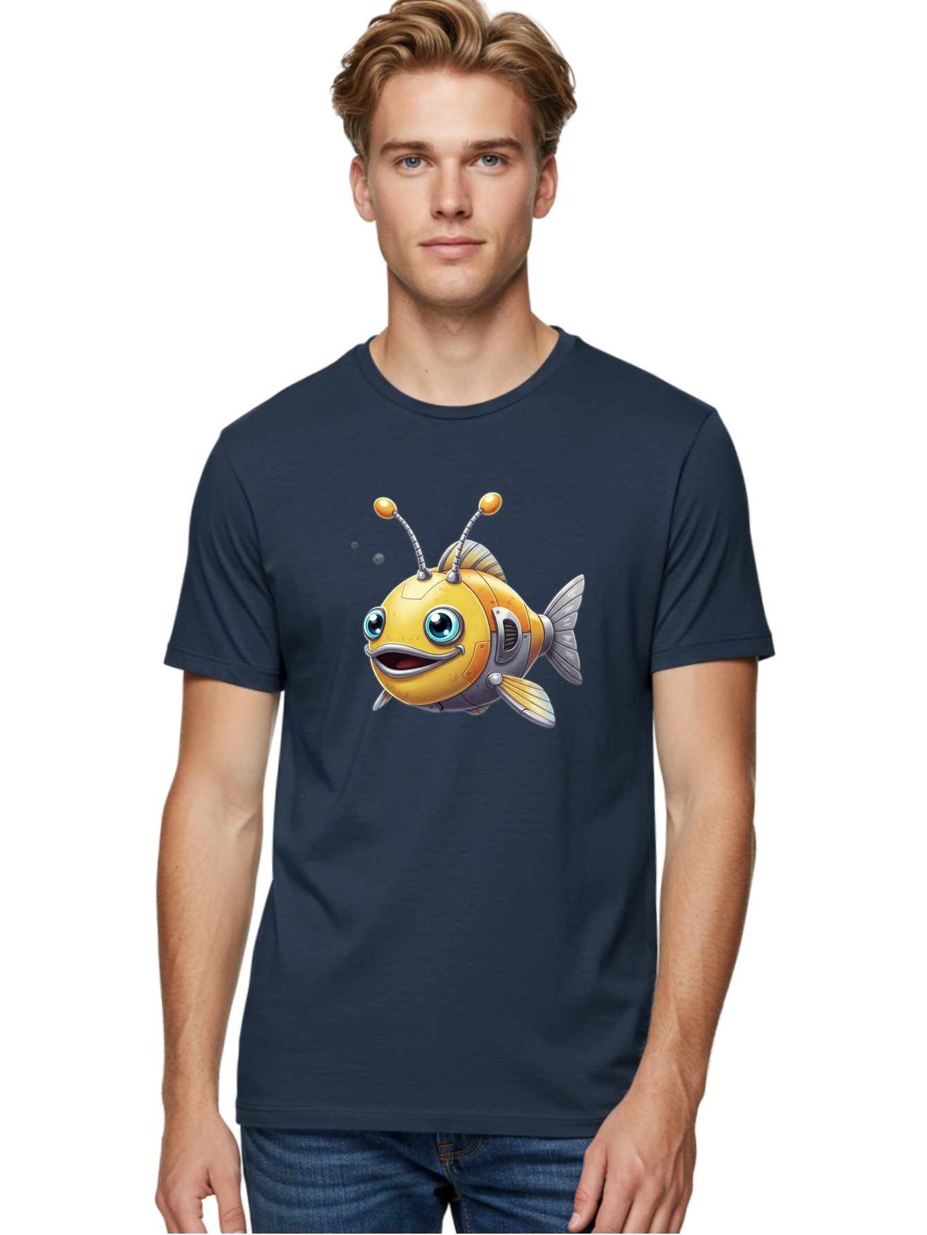 Robot-Fish-7 Men'S Graphic Tee, 100% Cotton, Comfortable Casual Summer Wear, Machine Washable, Vintage Camera, Old Camera, Antique Camera, Black Camera, Classic Photography, Photography Equipment, Nostalgic Device, Film Camera, Camera Art Baf475