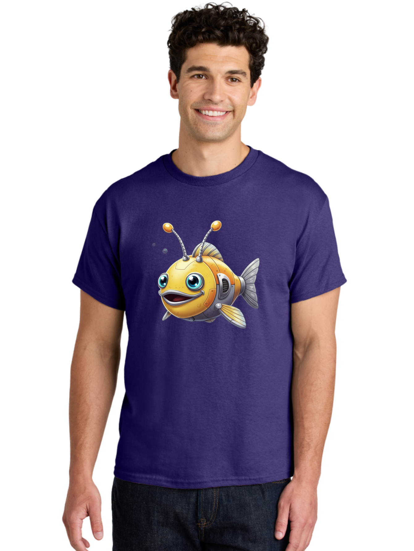 Robot-Fish-7 Men'S Graphic Tee, 100% Cotton, Comfortable Casual Summer Wear, Machine Washable, Vintage Camera, Old Camera, Antique Camera, Black Camera, Classic Photography, Photography Equipment, Nostalgic Device, Film Camera, Camera Art Baf475