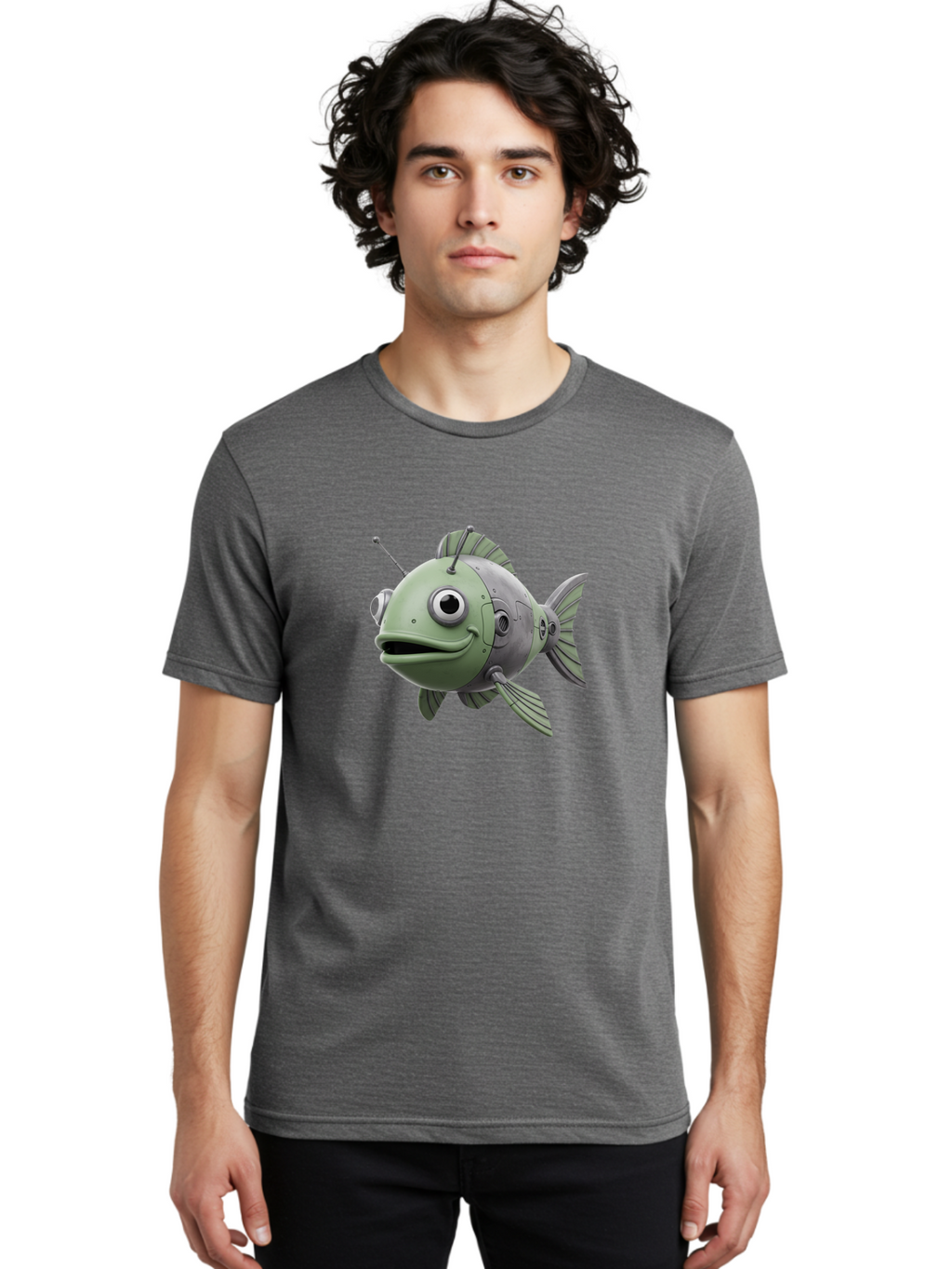 Robot-Fish-8 Men'S Graphic Tee, 100% Cotton, Comfortable Casual Summer Wear, Machine Washable, Vintage Camera, Old Camera, Antique Camera, Black Camera, Classic Photography, Photography Equipment, Nostalgic Device, Film Camera, Camera Art Baf476