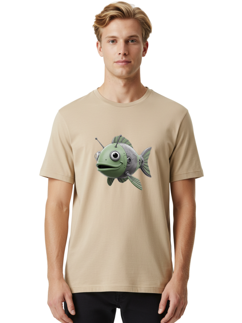 Robot-Fish-8 Men'S Graphic Tee, 100% Cotton, Comfortable Casual Summer Wear, Machine Washable, Vintage Camera, Old Camera, Antique Camera, Black Camera, Classic Photography, Photography Equipment, Nostalgic Device, Film Camera, Camera Art Baf476