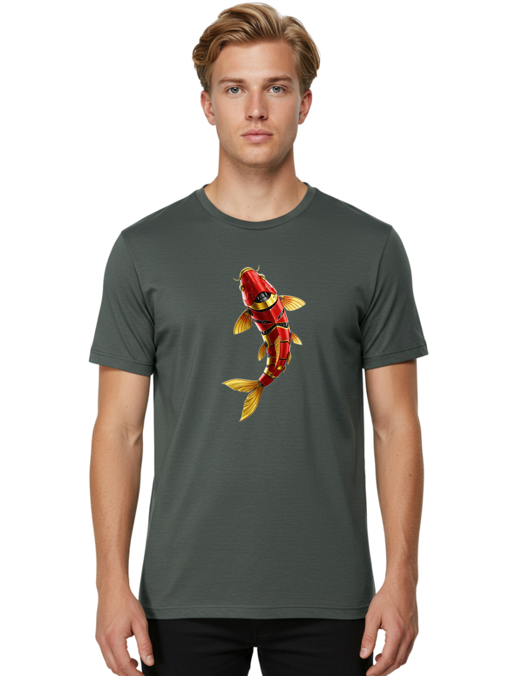 Robot-Koi-Fish Men'S Graphic Tee, 100% Cotton, Comfortable Casual Summer Wear, Machine Washable, Vintage Camera, Old Camera, Antique Camera, Black Camera, Classic Photography, Photography Equipment, Nostalgic Device, Film Camera, Camera Art Baf478