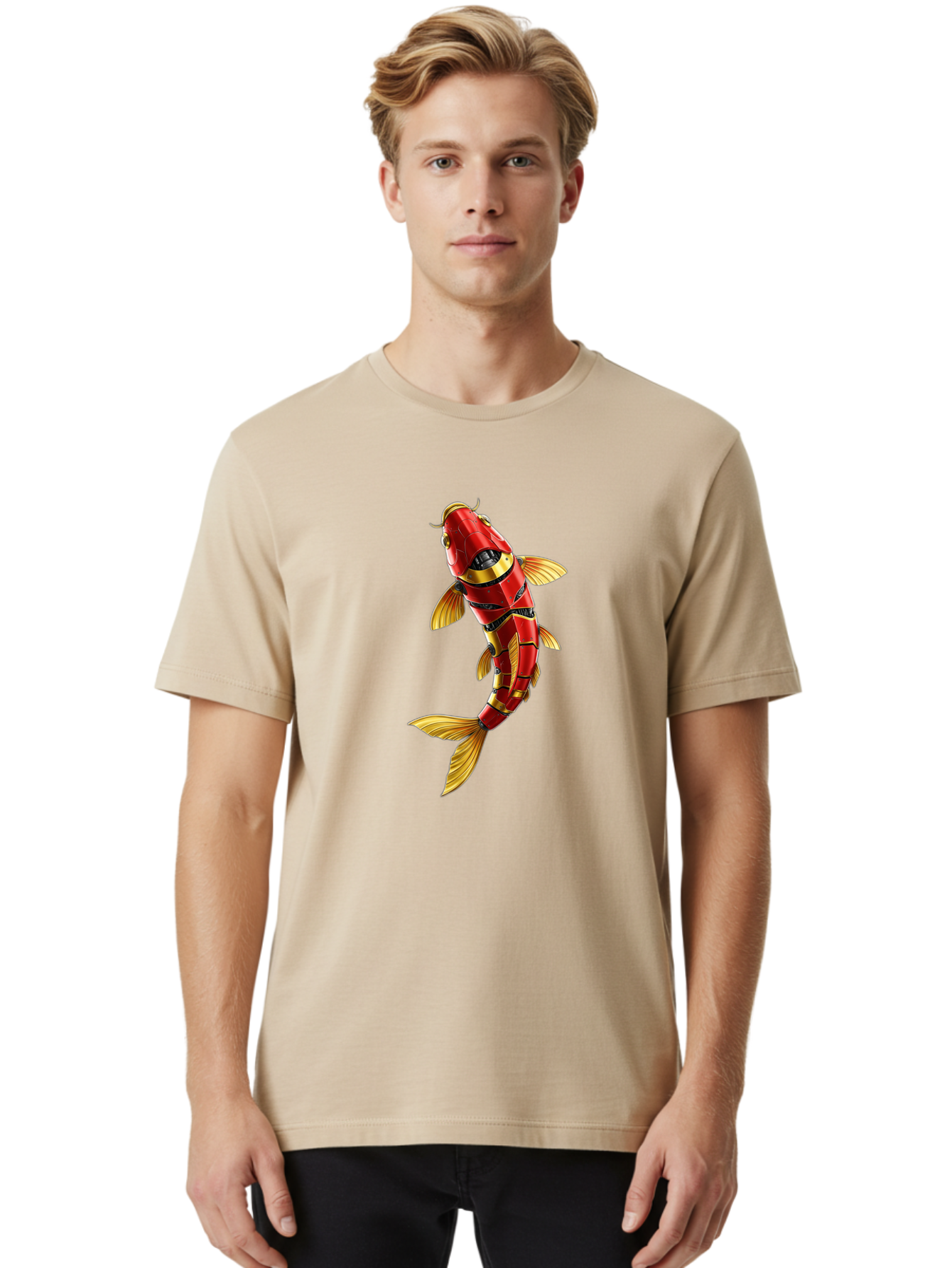 Robot-Koi-Fish Men'S Graphic Tee, 100% Cotton, Comfortable Casual Summer Wear, Machine Washable, Vintage Camera, Old Camera, Antique Camera, Black Camera, Classic Photography, Photography Equipment, Nostalgic Device, Film Camera, Camera Art Baf478