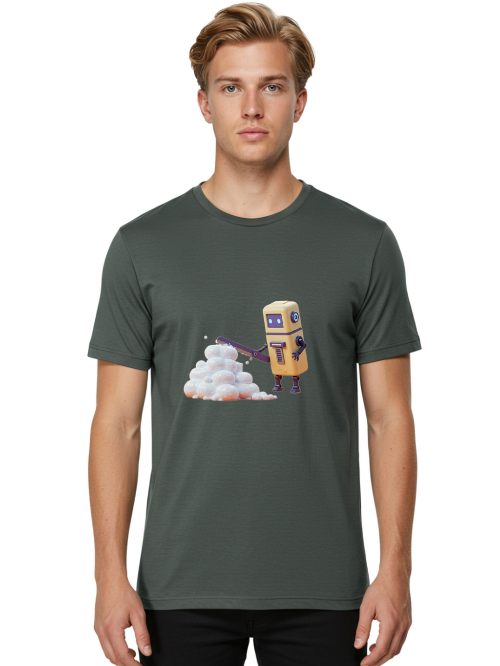 Robot-Shoveling-Snow Men'S Graphic Tee, 100% Cotton, Comfortable Casual Summer Wear, Machine Washable, Vintage Camera, Old Camera, Antique Camera, Black Camera, Classic Photography, Photography Equipment, Nostalgic Device, Film Camera, Baf479