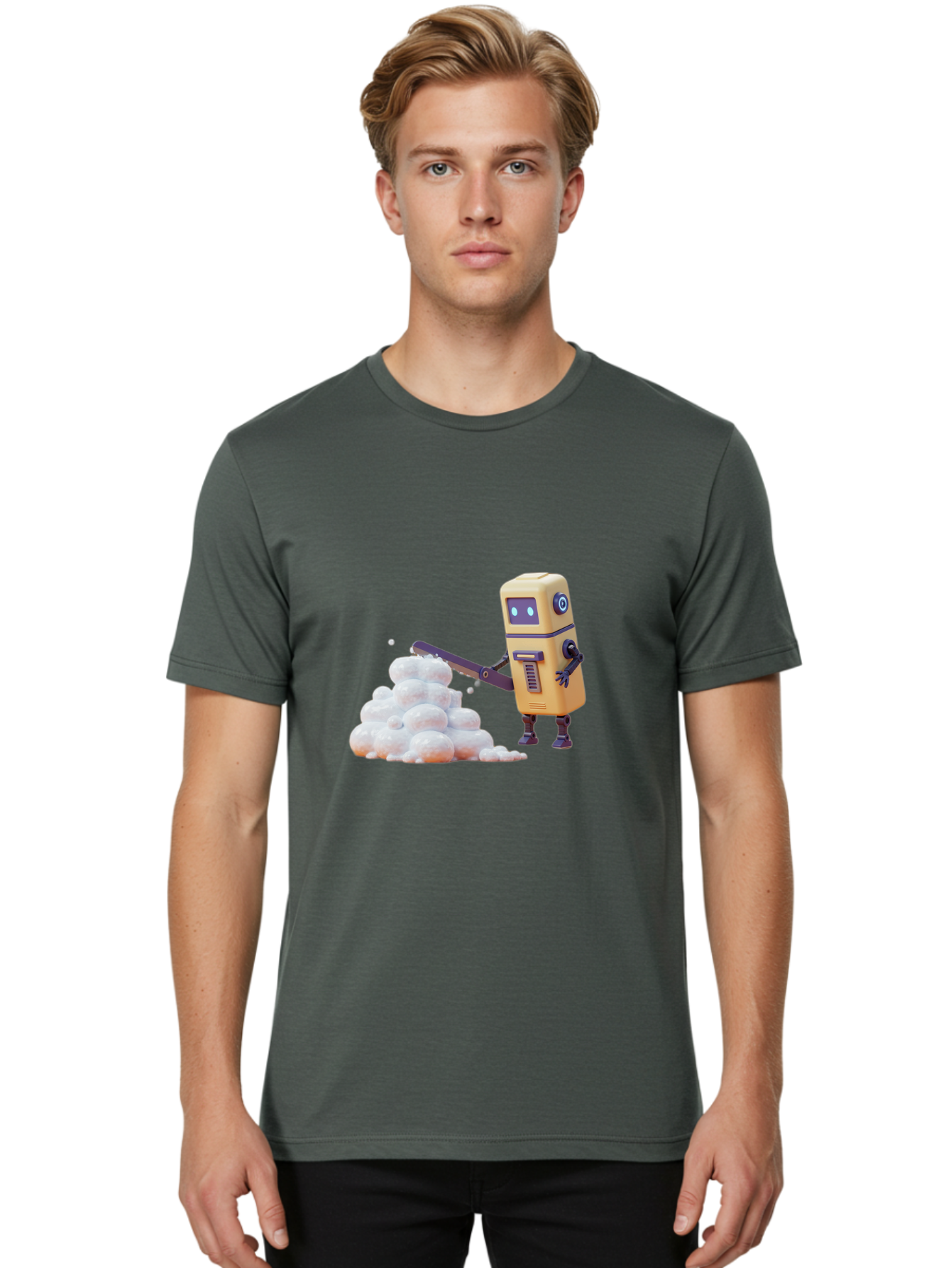 Robot-Shoveling-Snow Men'S Graphic Tee, 100% Cotton, Comfortable Casual Summer Wear, Machine Washable, Vintage Camera, Old Camera, Antique Camera, Black Camera, Classic Photography, Photography Equipment, Nostalgic Device, Film Camera, Baf479