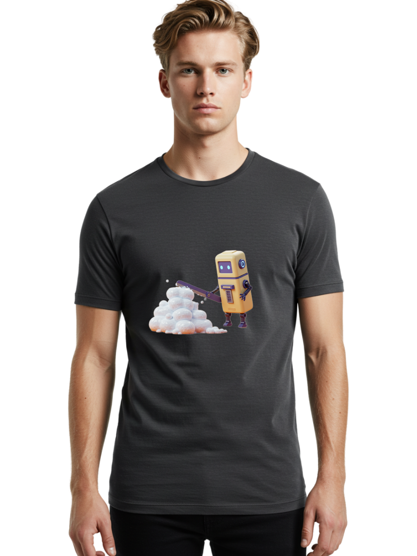 Robot-Shoveling-Snow Men'S Graphic Tee, 100% Cotton, Comfortable Casual Summer Wear, Machine Washable, Vintage Camera, Old Camera, Antique Camera, Black Camera, Classic Photography, Photography Equipment, Nostalgic Device, Film Camera, Baf479