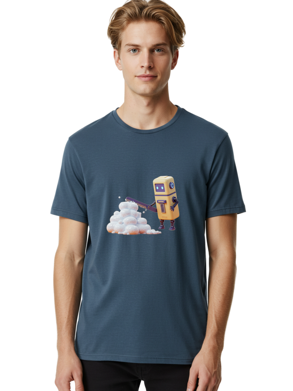 Robot-Shoveling-Snow Men'S Graphic Tee, 100% Cotton, Comfortable Casual Summer Wear, Machine Washable, Vintage Camera, Old Camera, Antique Camera, Black Camera, Classic Photography, Photography Equipment, Nostalgic Device, Film Camera, Baf479