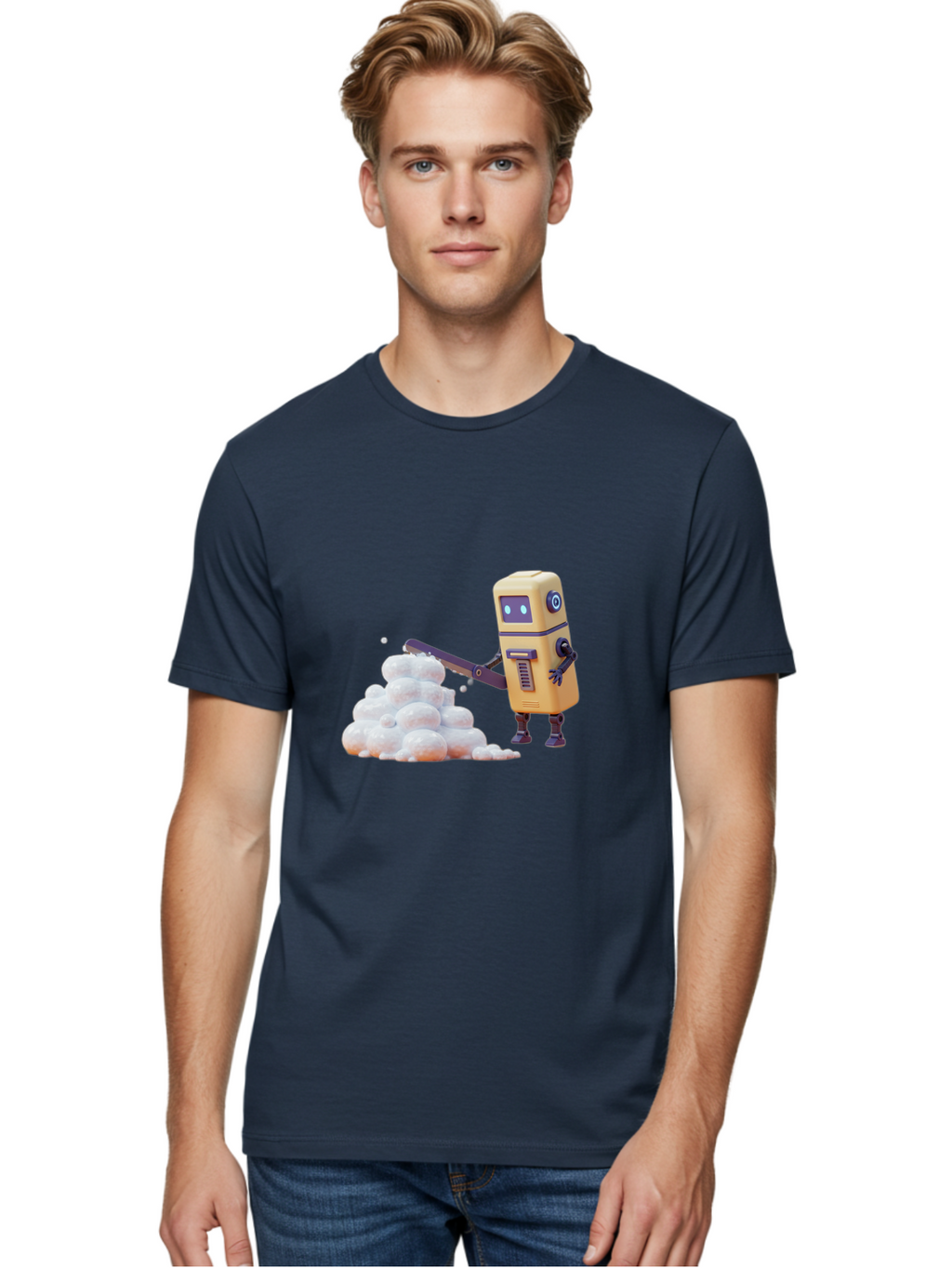 Robot-Shoveling-Snow Men'S Graphic Tee, 100% Cotton, Comfortable Casual Summer Wear, Machine Washable, Vintage Camera, Old Camera, Antique Camera, Black Camera, Classic Photography, Photography Equipment, Nostalgic Device, Film Camera, Baf479
