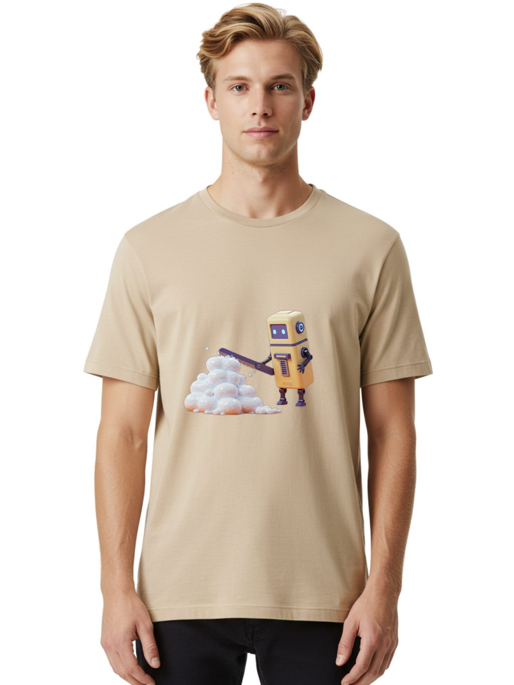 Robot-Shoveling-Snow Men'S Graphic Tee, 100% Cotton, Comfortable Casual Summer Wear, Machine Washable, Vintage Camera, Old Camera, Antique Camera, Black Camera, Classic Photography, Photography Equipment, Nostalgic Device, Film Camera, Baf479