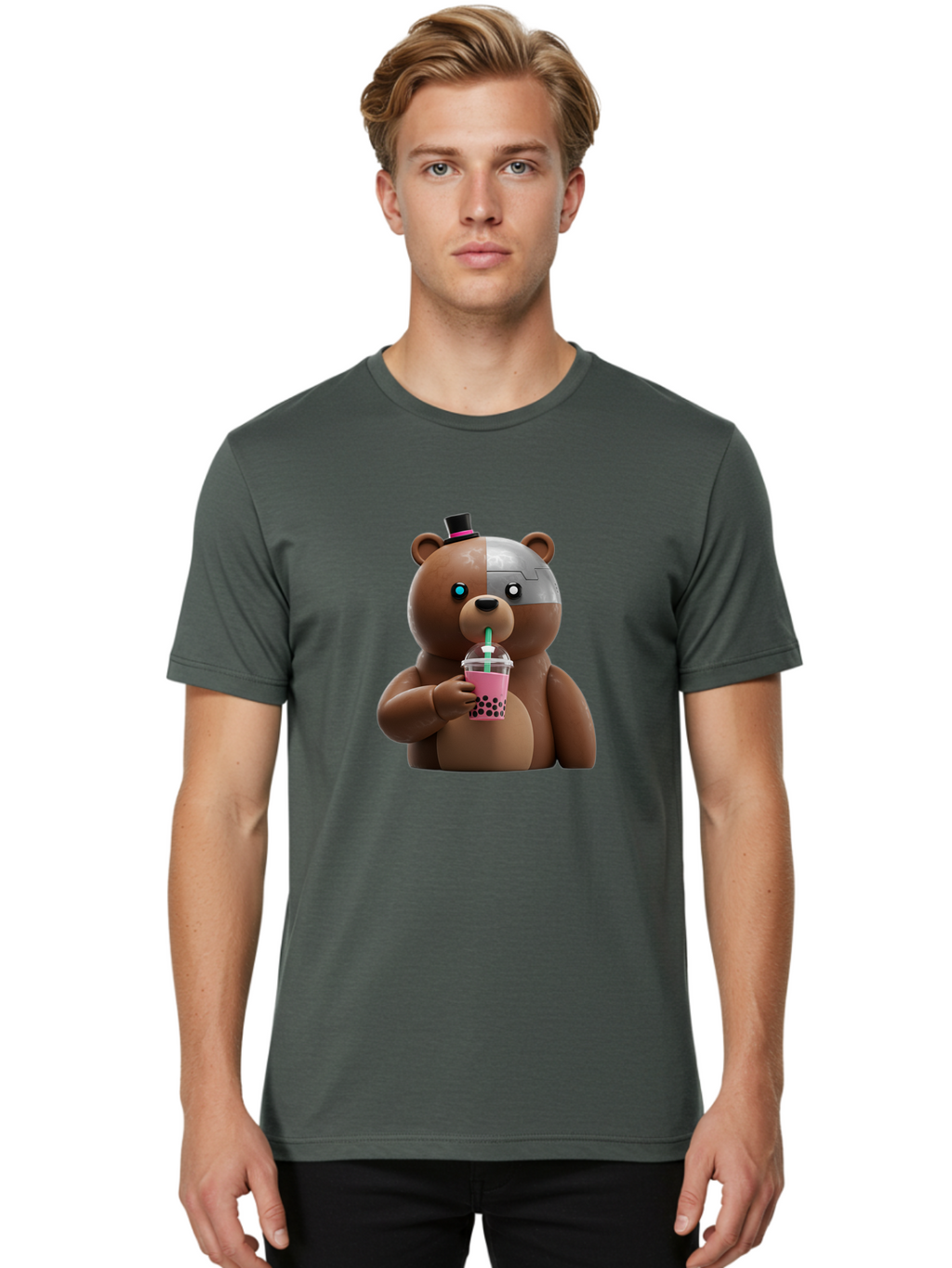 Robot-Teddy-Bear Men'S Graphic Tee, 100% Cotton, Comfortable Casual Summer Wear, Machine Washable, Vintage Camera, Old Camera, Antique Camera, Black Camera, Classic Photography, Photography Equipment, Nostalgic Device, Film Camera, Camera Art Baf481