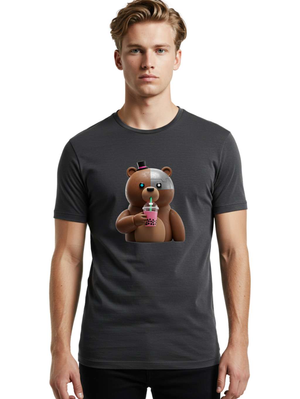 Robot-Teddy-Bear Men'S Graphic Tee, 100% Cotton, Comfortable Casual Summer Wear, Machine Washable, Vintage Camera, Old Camera, Antique Camera, Black Camera, Classic Photography, Photography Equipment, Nostalgic Device, Film Camera, Camera Art Baf481