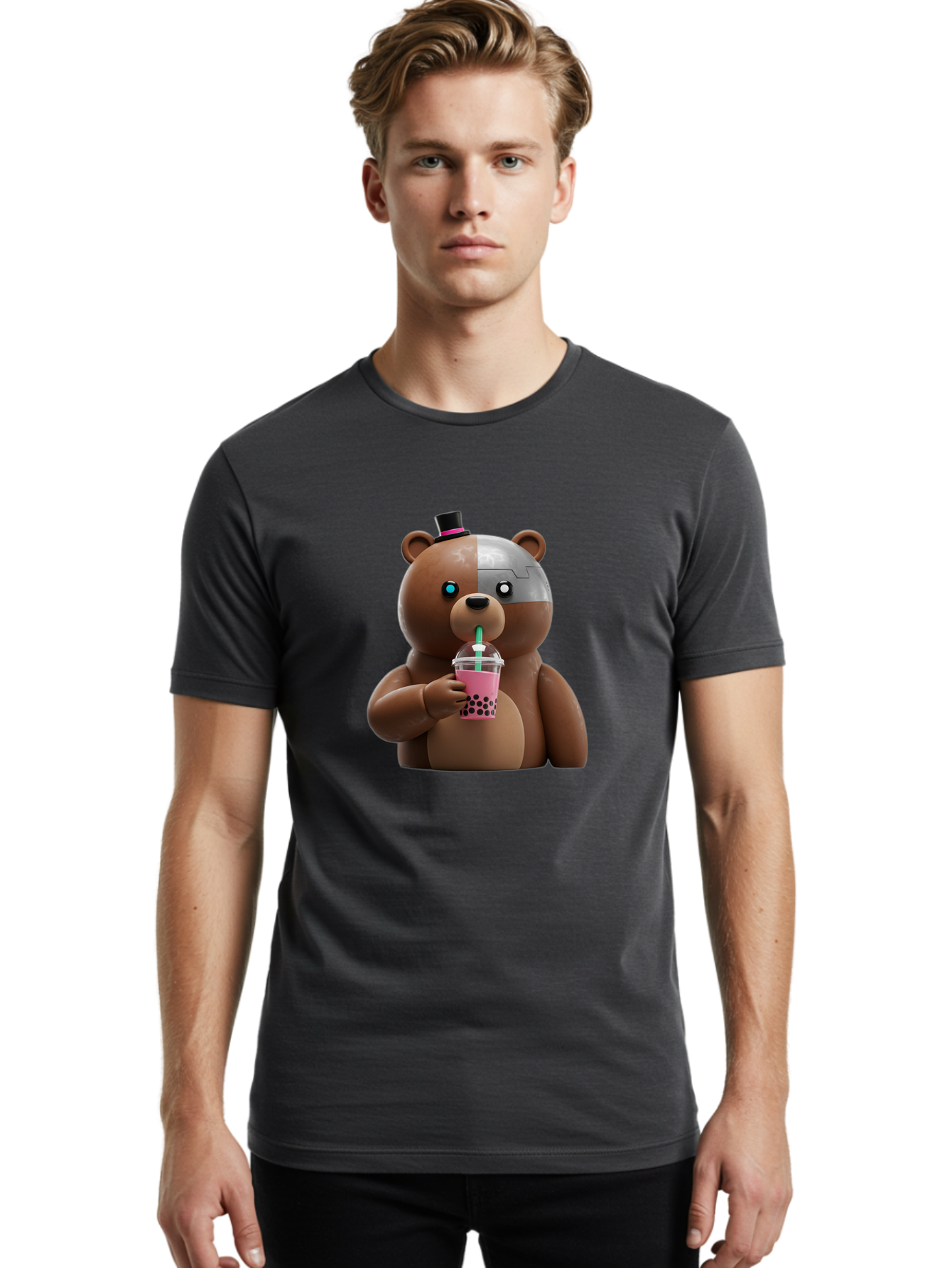 Robot-Teddy-Bear Men'S Graphic Tee, 100% Cotton, Comfortable Casual Summer Wear, Machine Washable, Vintage Camera, Old Camera, Antique Camera, Black Camera, Classic Photography, Photography Equipment, Nostalgic Device, Film Camera, Camera Art Baf481