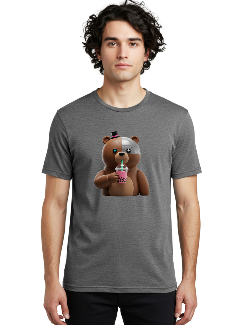Robot-Teddy-Bear Men'S Graphic Tee, 100% Cotton, Comfortable Casual Summer Wear, Machine Washable, Vintage Camera, Old Camera, Antique Camera, Black Camera, Classic Photography, Photography Equipment, Nostalgic Device, Film Camera, Camera Art Baf481