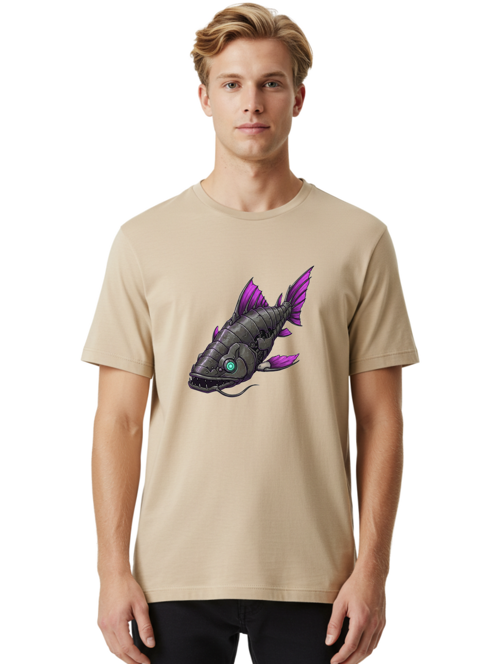 Robotic-Fish Men'S Graphic Tee, 100% Cotton, Comfortable Casual Summer Wear, Machine Washable, Vintage Camera, Old Camera, Antique Camera, Black Camera, Classic Photography, Photography Equipment, Nostalgic Device, Film Camera, Camera Art Baf482