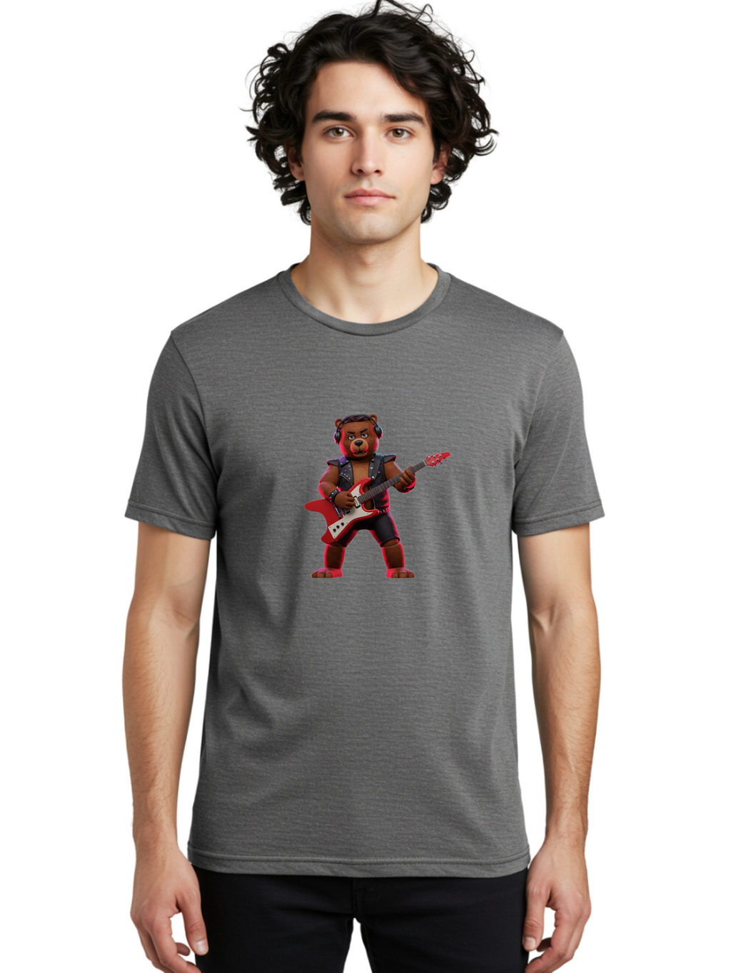 Rockstar-Bear-1 Men'S Graphic Tee, 100% Cotton, Comfortable Casual Summer Wear, Machine Washable, Vintage Camera, Old Camera, Antique Camera, Black Camera, Classic Photography, Photography Equipment, Nostalgic Device, Film Camera, Camera Art Baf484