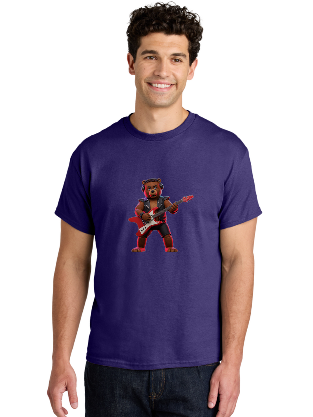 Rockstar-Bear-1 Men'S Graphic Tee, 100% Cotton, Comfortable Casual Summer Wear, Machine Washable, Vintage Camera, Old Camera, Antique Camera, Black Camera, Classic Photography, Photography Equipment, Nostalgic Device, Film Camera, Camera Art Baf484