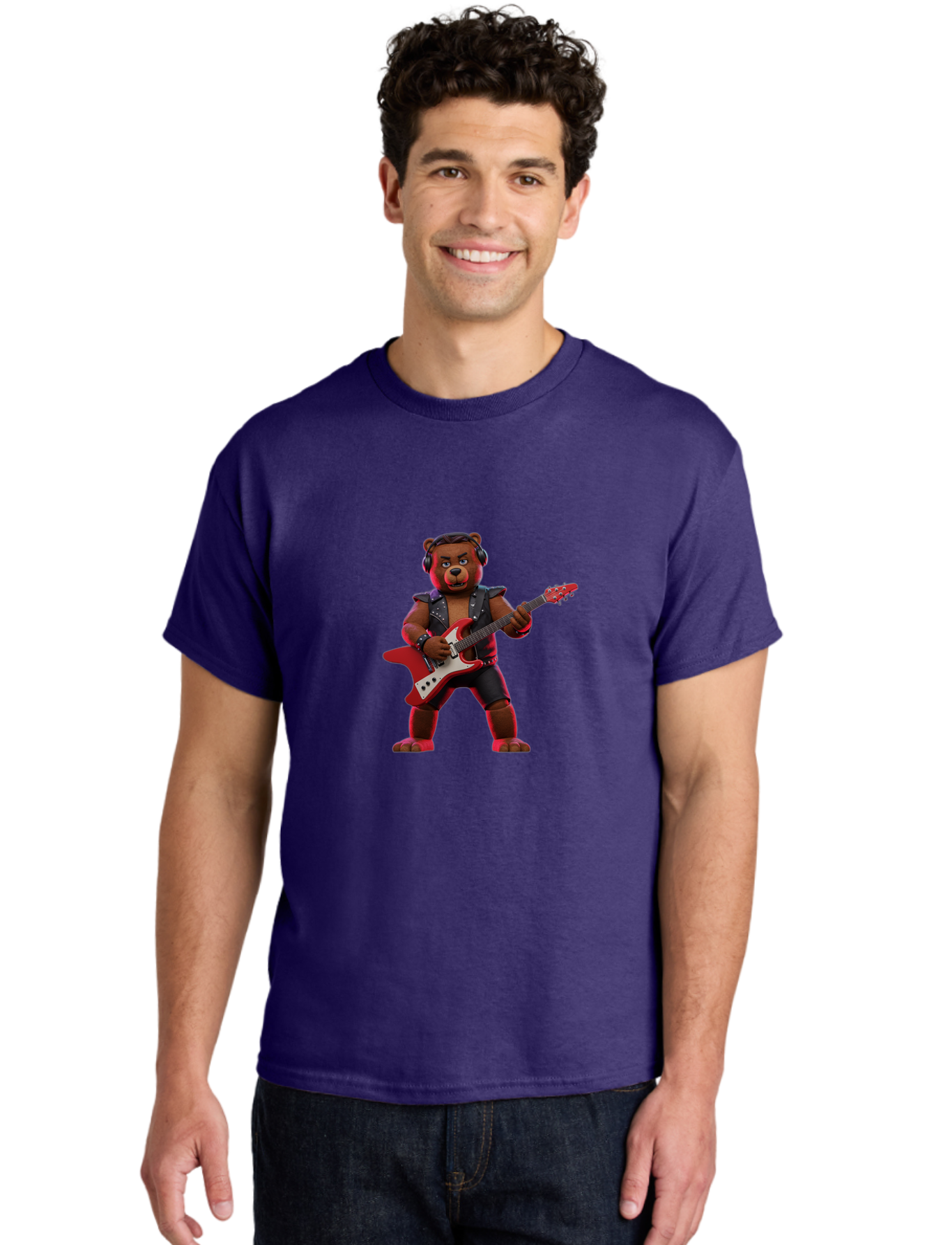 Rockstar-Bear-1 Men'S Graphic Tee, 100% Cotton, Comfortable Casual Summer Wear, Machine Washable, Vintage Camera, Old Camera, Antique Camera, Black Camera, Classic Photography, Photography Equipment, Nostalgic Device, Film Camera, Camera Art Baf484