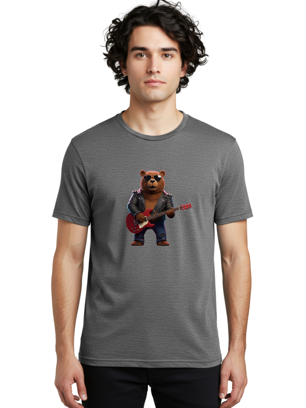 Rockstar-Bear Men'S Graphic Tee, 100% Cotton, Comfortable Casual Summer Wear, Machine Washable, Vintage Camera, Old Camera, Antique Camera, Black Camera, Classic Photography, Photography Equipment, Nostalgic Device, Film Camera, Camera Art Baf485
