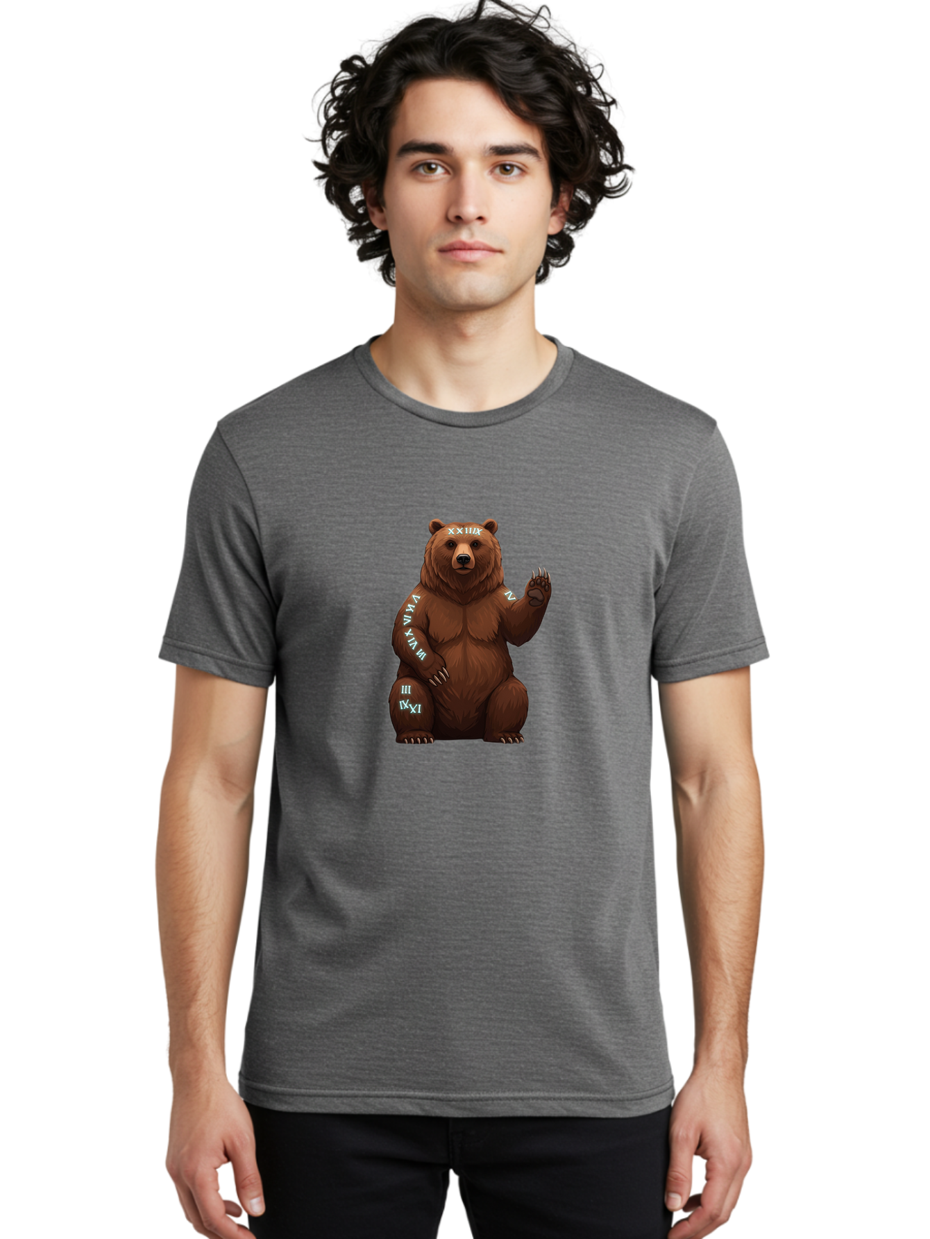 Roman-Numeral-Bear Men'S Graphic Tee, 100% Cotton, Comfortable Casual Summer Wear, Machine Washable, Vintage Camera, Old Camera, Antique Camera, Black Camera, Classic Photography, Photography Equipment, Nostalgic Device, Film Camera, Baf486