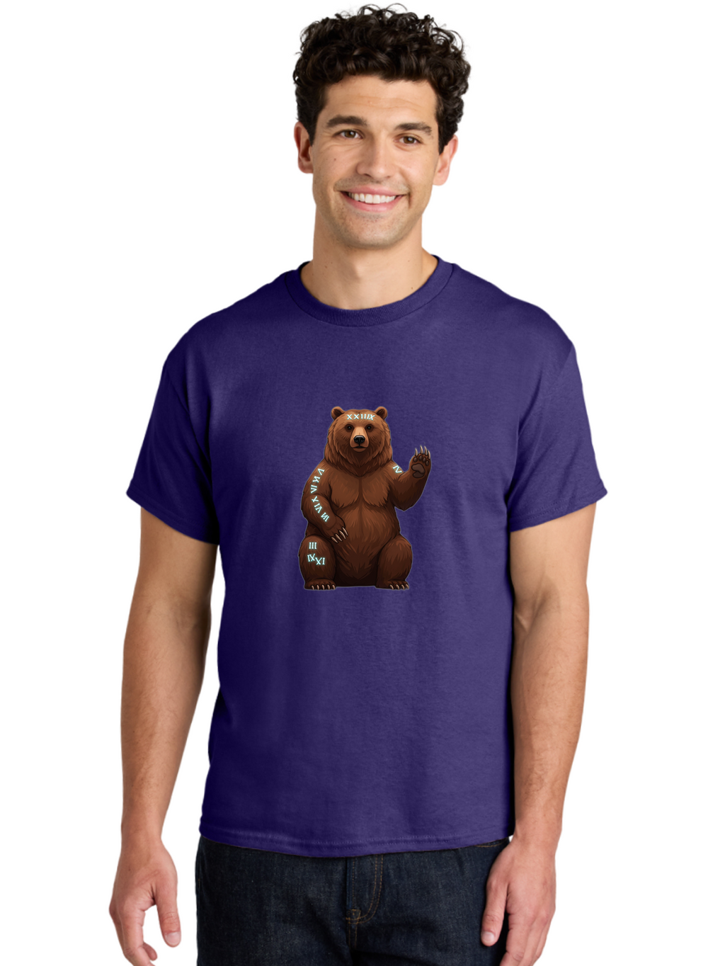 Roman-Numeral-Bear Men'S Graphic Tee, 100% Cotton, Comfortable Casual Summer Wear, Machine Washable, Vintage Camera, Old Camera, Antique Camera, Black Camera, Classic Photography, Photography Equipment, Nostalgic Device, Film Camera, Baf486