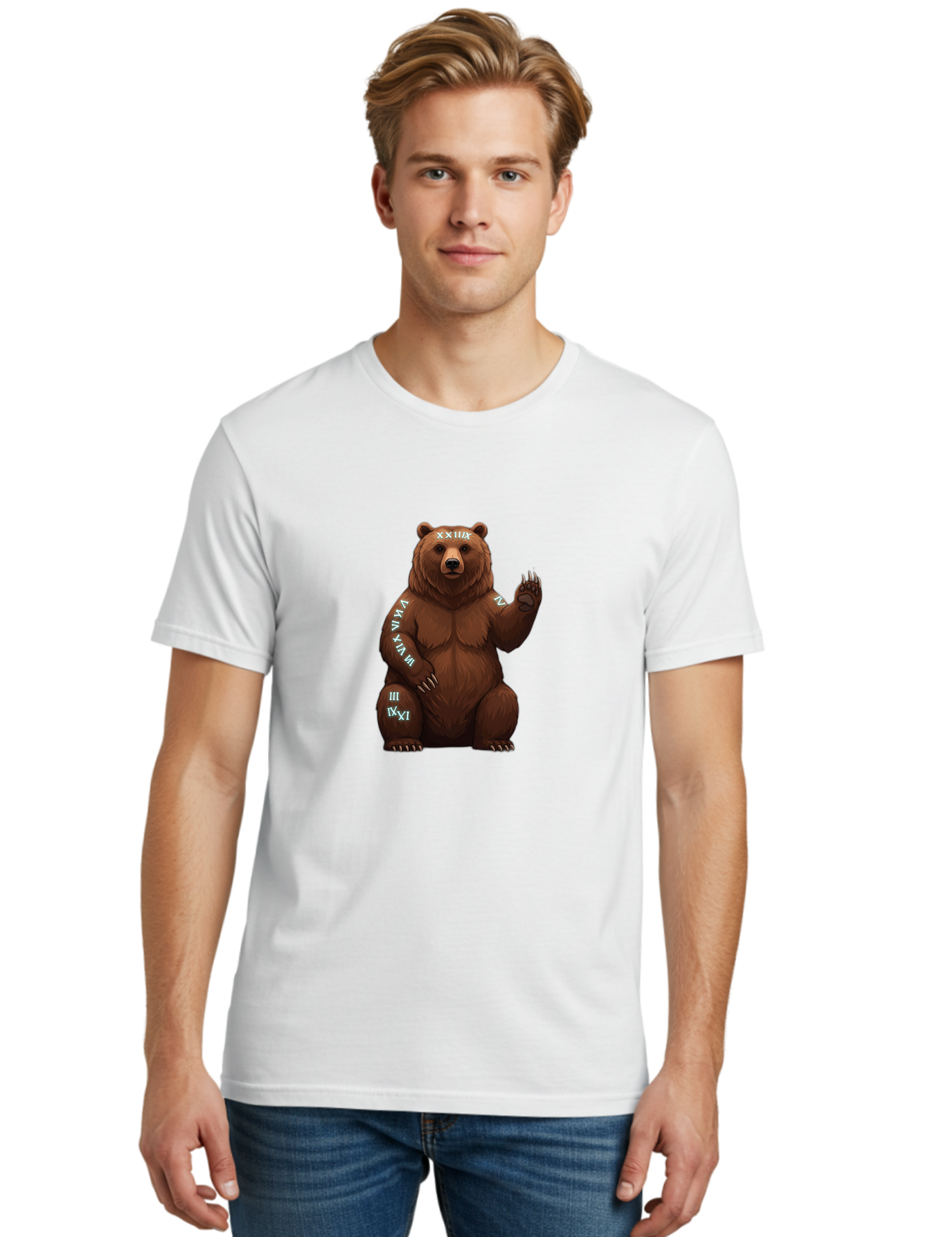 Roman-Numeral-Bear Men'S Graphic Tee, 100% Cotton, Comfortable Casual Summer Wear, Machine Washable, Vintage Camera, Old Camera, Antique Camera, Black Camera, Classic Photography, Photography Equipment, Nostalgic Device, Film Camera, Baf486