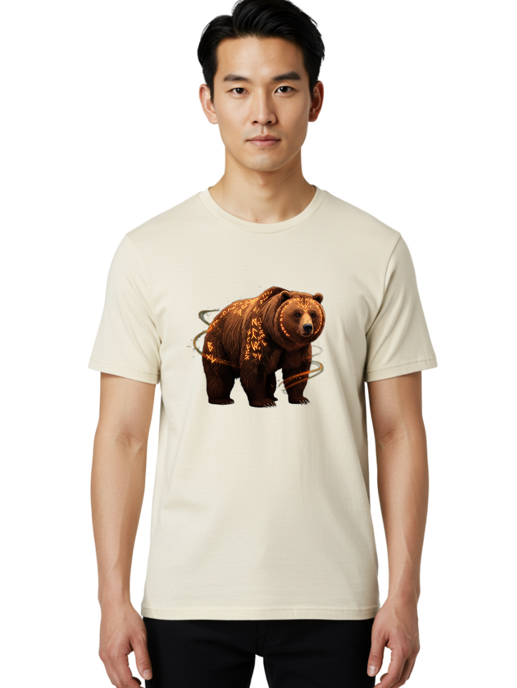 Runic-Bear-1 Men'S Graphic Tee, 100% Cotton, Comfortable Casual Summer Wear, Machine Washable, Vintage Camera, Old Camera, Antique Camera, Black Camera, Classic Photography, Photography Equipment, Nostalgic Device, Film Camera, Camera Art Baf489