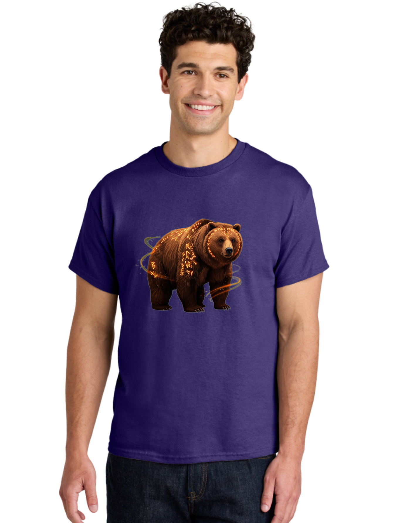 Runic-Bear-1 Men'S Graphic Tee, 100% Cotton, Comfortable Casual Summer Wear, Machine Washable, Vintage Camera, Old Camera, Antique Camera, Black Camera, Classic Photography, Photography Equipment, Nostalgic Device, Film Camera, Camera Art Baf489