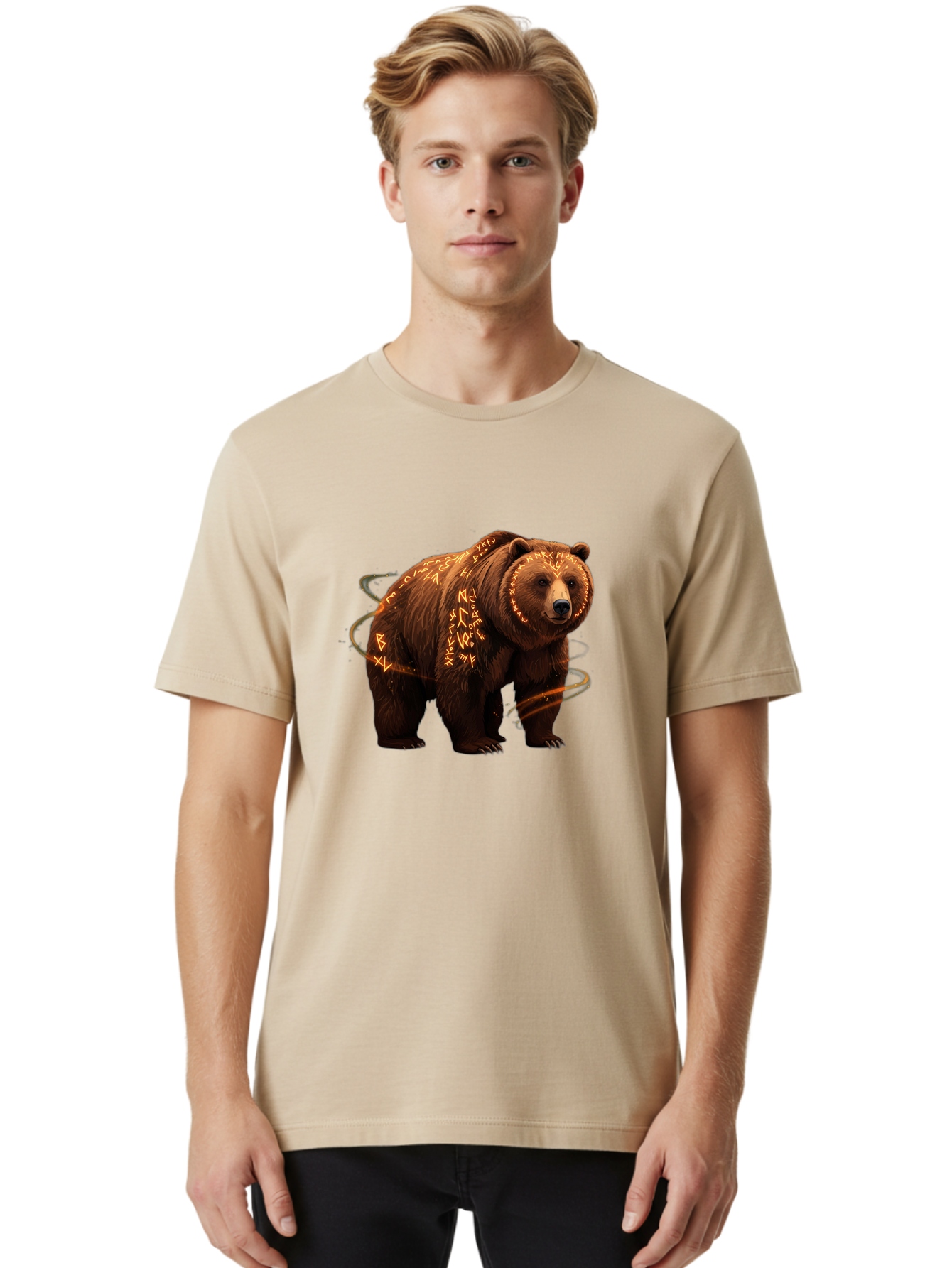 Runic-Bear-1 Men'S Graphic Tee, 100% Cotton, Comfortable Casual Summer Wear, Machine Washable, Vintage Camera, Old Camera, Antique Camera, Black Camera, Classic Photography, Photography Equipment, Nostalgic Device, Film Camera, Camera Art Baf489