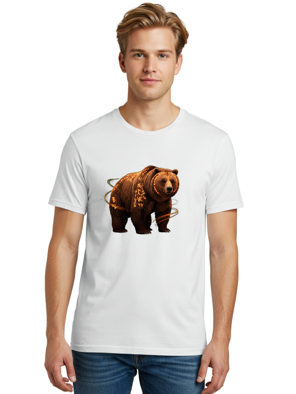Runic-Bear-1 Men'S Graphic Tee, 100% Cotton, Comfortable Casual Summer Wear, Machine Washable, Vintage Camera, Old Camera, Antique Camera, Black Camera, Classic Photography, Photography Equipment, Nostalgic Device, Film Camera, Camera Art Baf489
