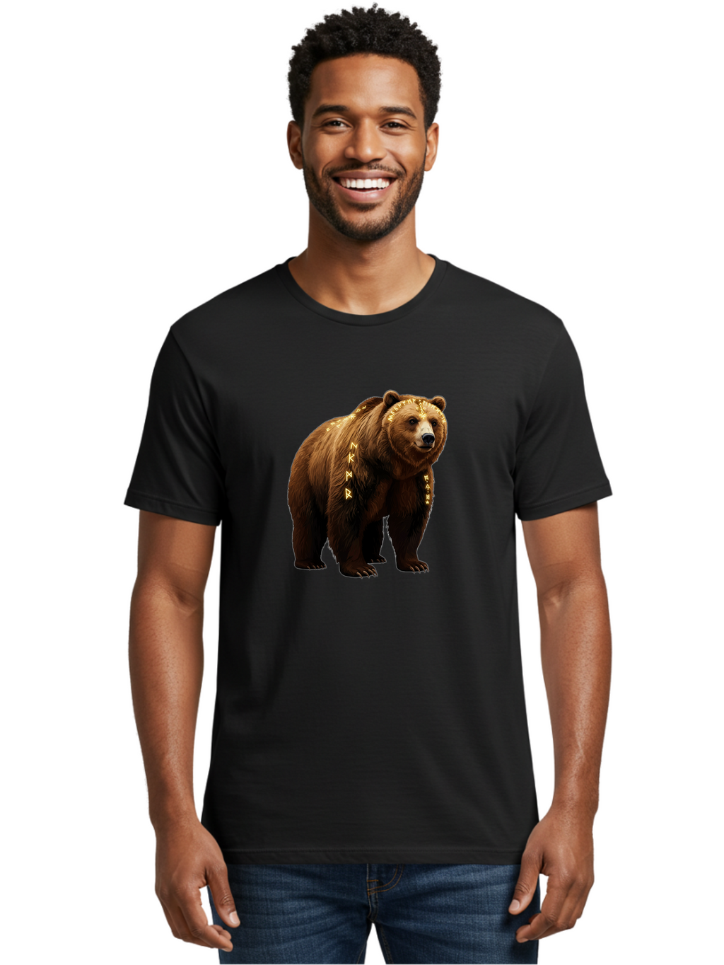 Runic-Brown-Bear Men'S Graphic Tee, 100% Cotton, Comfortable Casual Summer Wear, Machine Washable, Vintage Camera, Old Camera, Antique Camera, Black Camera, Classic Photography, Photography Equipment, Nostalgic Device, Film Camera, Camera Art Baf491