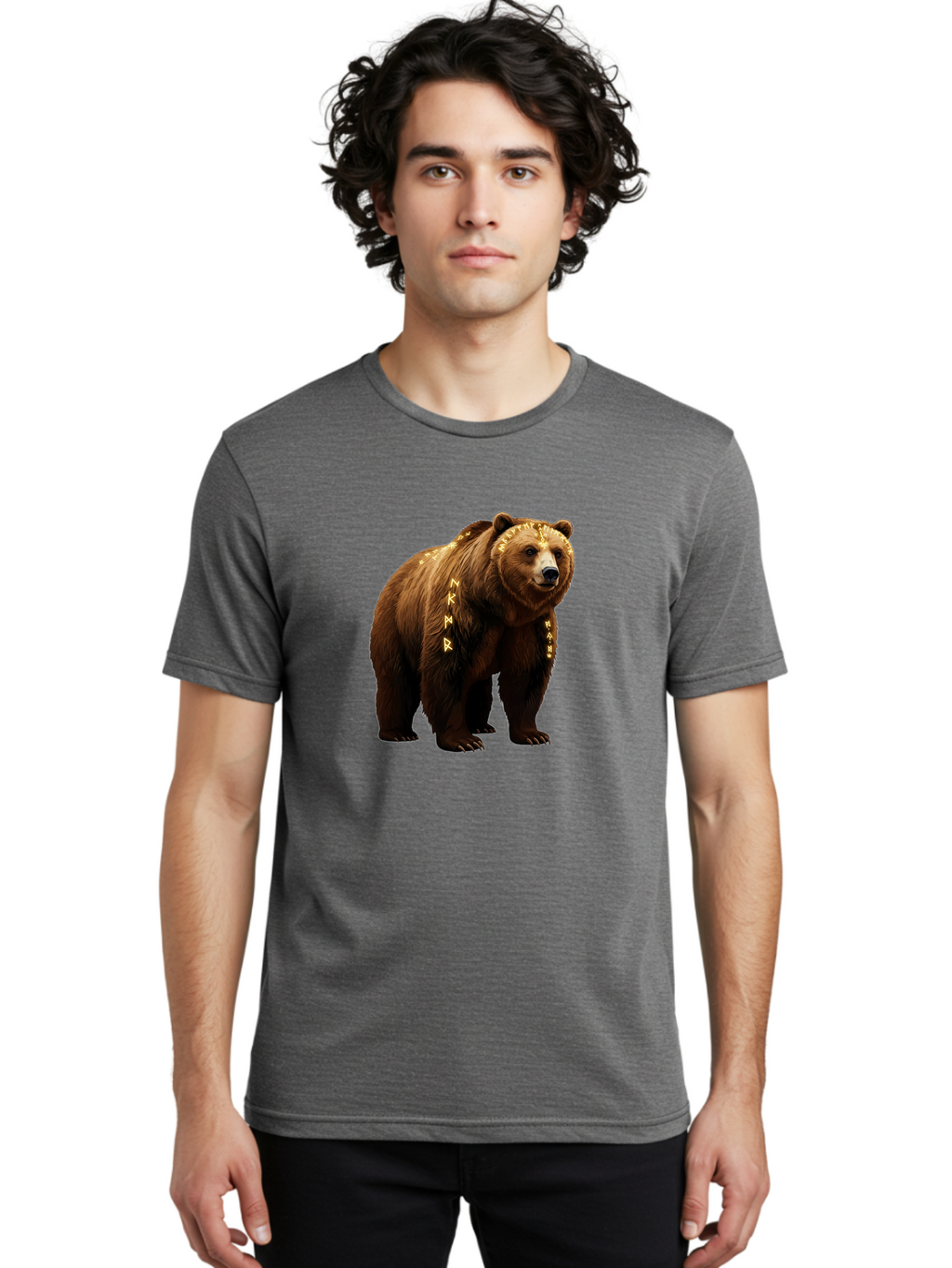 Runic-Brown-Bear Men'S Graphic Tee, 100% Cotton, Comfortable Casual Summer Wear, Machine Washable, Vintage Camera, Old Camera, Antique Camera, Black Camera, Classic Photography, Photography Equipment, Nostalgic Device, Film Camera, Camera Art Baf491