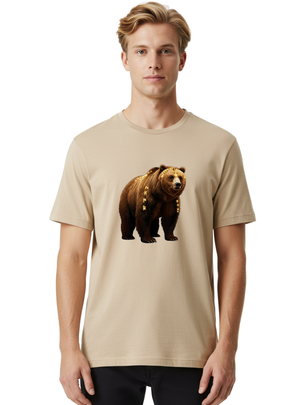 Runic-Brown-Bear Men'S Graphic Tee, 100% Cotton, Comfortable Casual Summer Wear, Machine Washable, Vintage Camera, Old Camera, Antique Camera, Black Camera, Classic Photography, Photography Equipment, Nostalgic Device, Film Camera, Camera Art Baf491