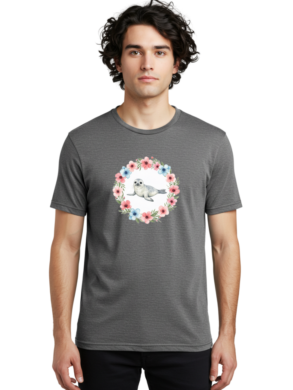 Seal-Floral-Wreath Men'S Graphic Tee, 100% Cotton, Comfortable Casual Summer Wear, Machine Washable, Vintage Camera, Old Camera, Antique Camera, Black Camera, Classic Photography, Photography Equipment, Nostalgic Device, Film Camera, Baf501
