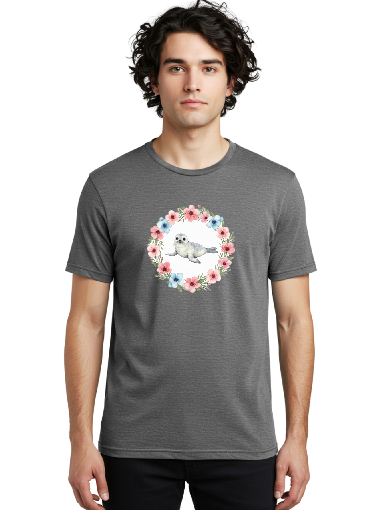 Seal-Floral-Wreath Men'S Graphic Tee, 100% Cotton, Comfortable Casual Summer Wear, Machine Washable, Vintage Camera, Old Camera, Antique Camera, Black Camera, Classic Photography, Photography Equipment, Nostalgic Device, Film Camera, Baf501