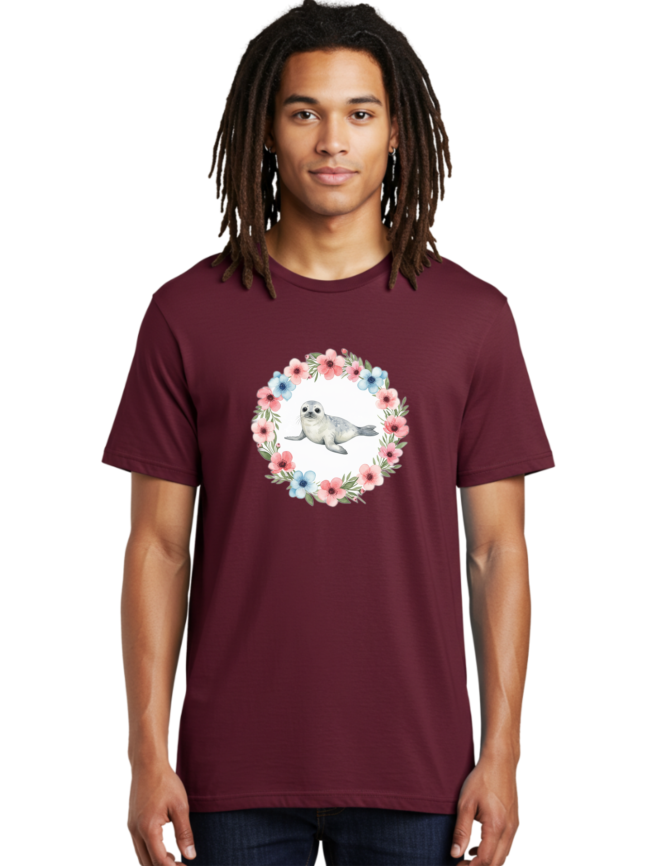 Seal-Floral-Wreath Men'S Graphic Tee, 100% Cotton, Comfortable Casual Summer Wear, Machine Washable, Vintage Camera, Old Camera, Antique Camera, Black Camera, Classic Photography, Photography Equipment, Nostalgic Device, Film Camera, Baf501