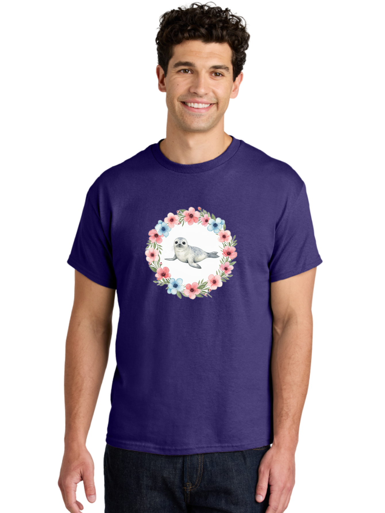 Seal-Floral-Wreath Men'S Graphic Tee, 100% Cotton, Comfortable Casual Summer Wear, Machine Washable, Vintage Camera, Old Camera, Antique Camera, Black Camera, Classic Photography, Photography Equipment, Nostalgic Device, Film Camera, Baf501