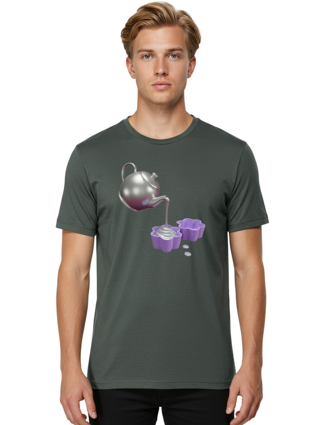 Silver-Teapot-Pouring Men'S Graphic Tee, 100% Cotton, Comfortable Casual Summer Wear, Machine Washable, Vintage Camera, Old Camera, Antique Camera, Black Camera, Classic Photography, Photography Equipment, Nostalgic Device, Film Camera, Baf506