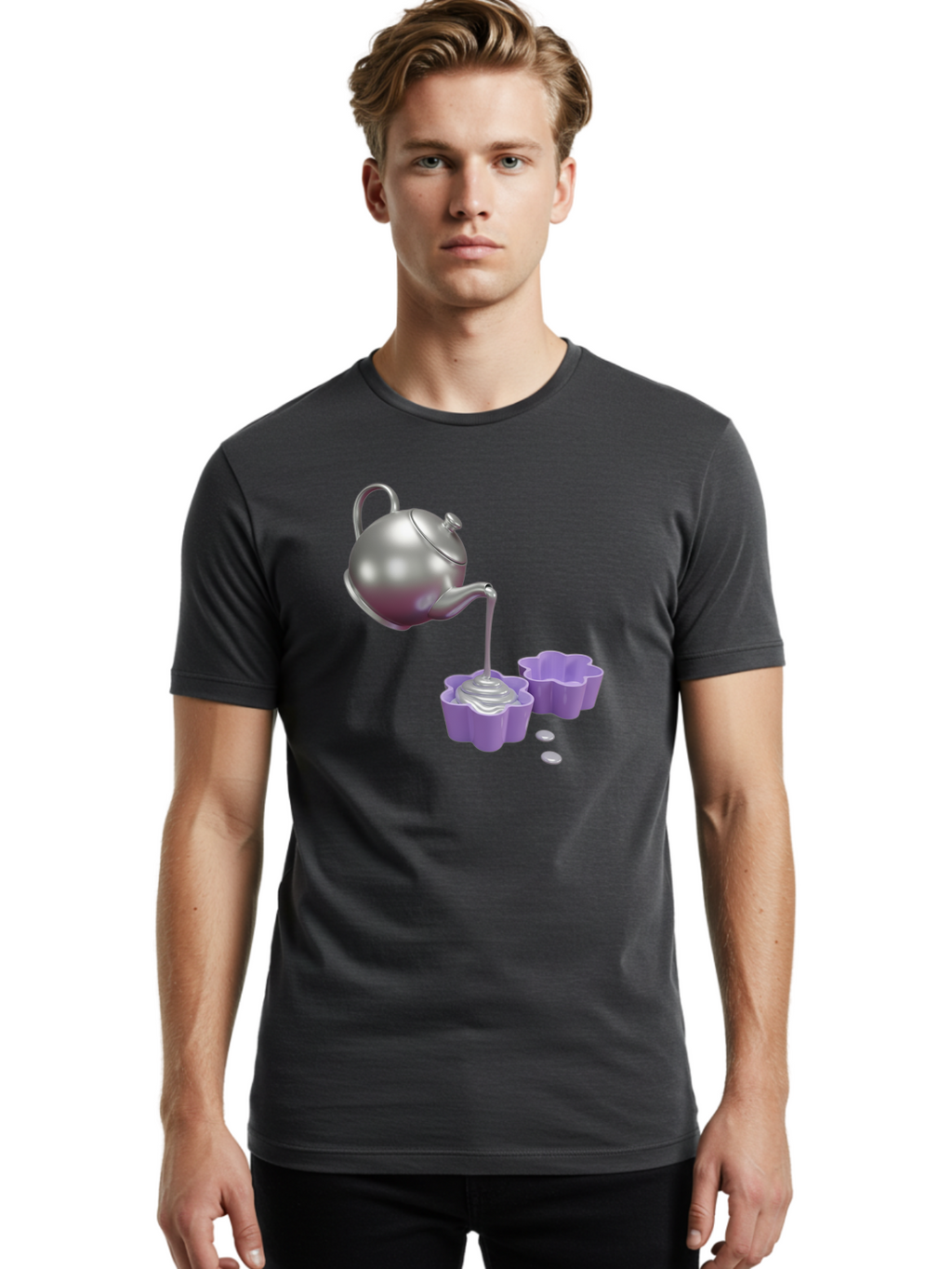 Silver-Teapot-Pouring Men'S Graphic Tee, 100% Cotton, Comfortable Casual Summer Wear, Machine Washable, Vintage Camera, Old Camera, Antique Camera, Black Camera, Classic Photography, Photography Equipment, Nostalgic Device, Film Camera, Baf506