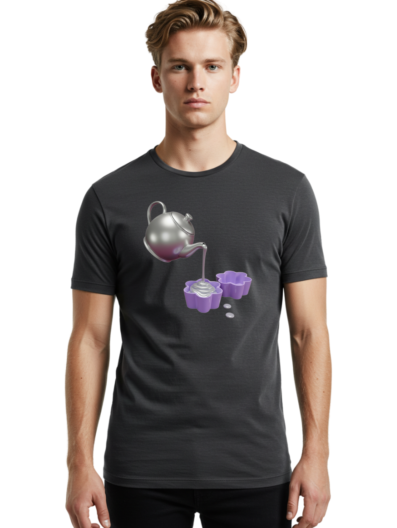 Silver-Teapot-Pouring Men'S Graphic Tee, 100% Cotton, Comfortable Casual Summer Wear, Machine Washable, Vintage Camera, Old Camera, Antique Camera, Black Camera, Classic Photography, Photography Equipment, Nostalgic Device, Film Camera, Baf506